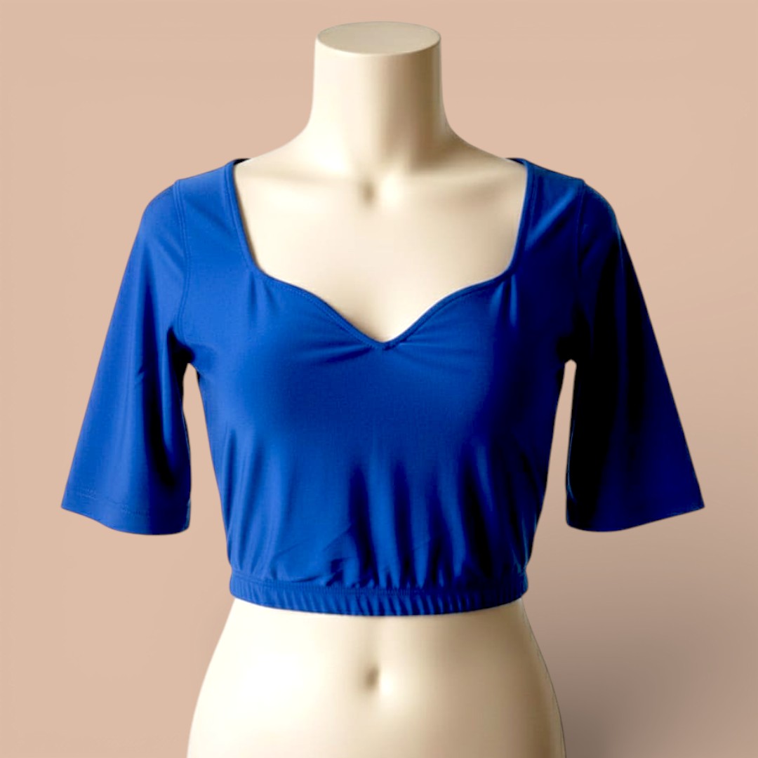 Ready-made saree blouse – sweetheart neckline – blue