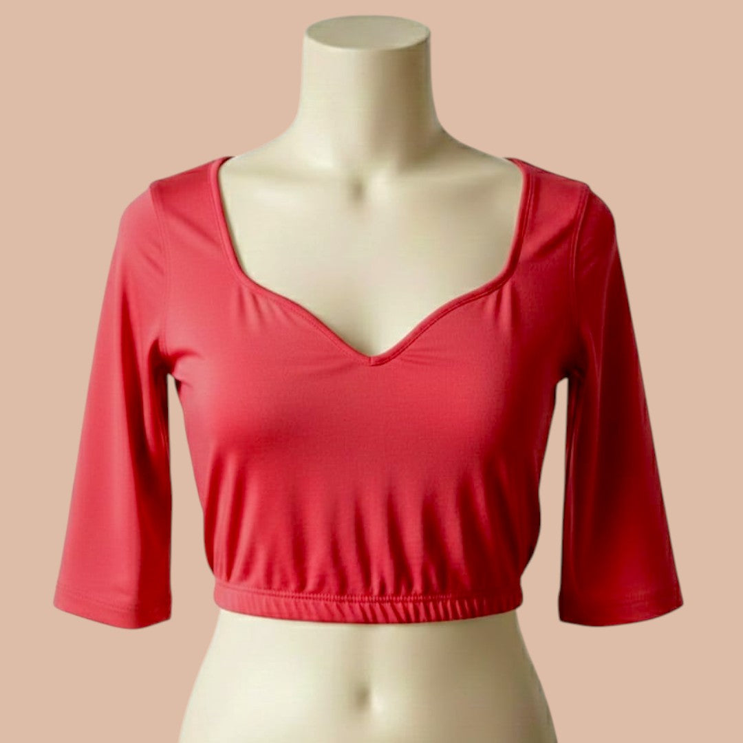 Ready-Made Saree Blusen – Herzausschnitt - Hot Pink