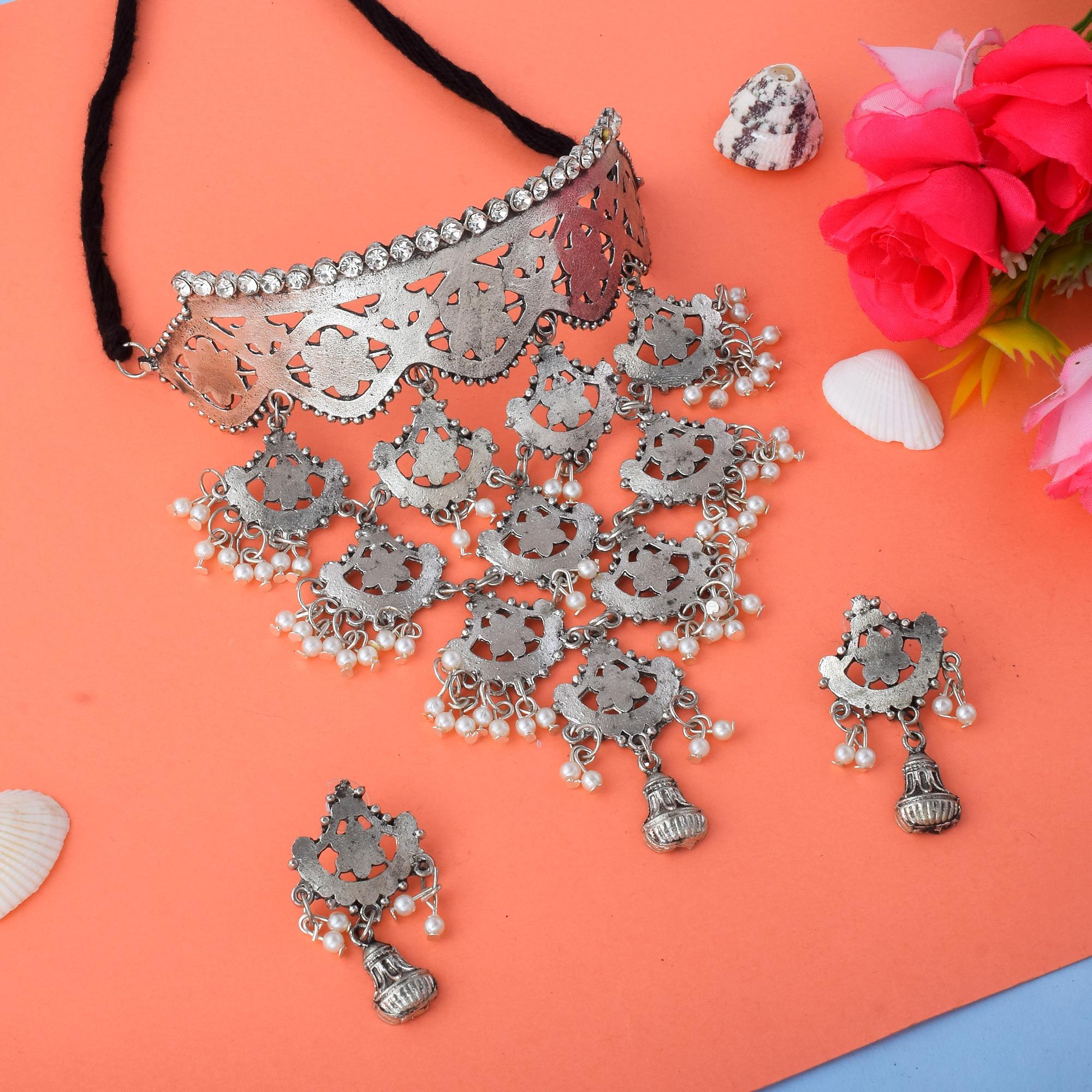 Necklace with Earrings Oxidized