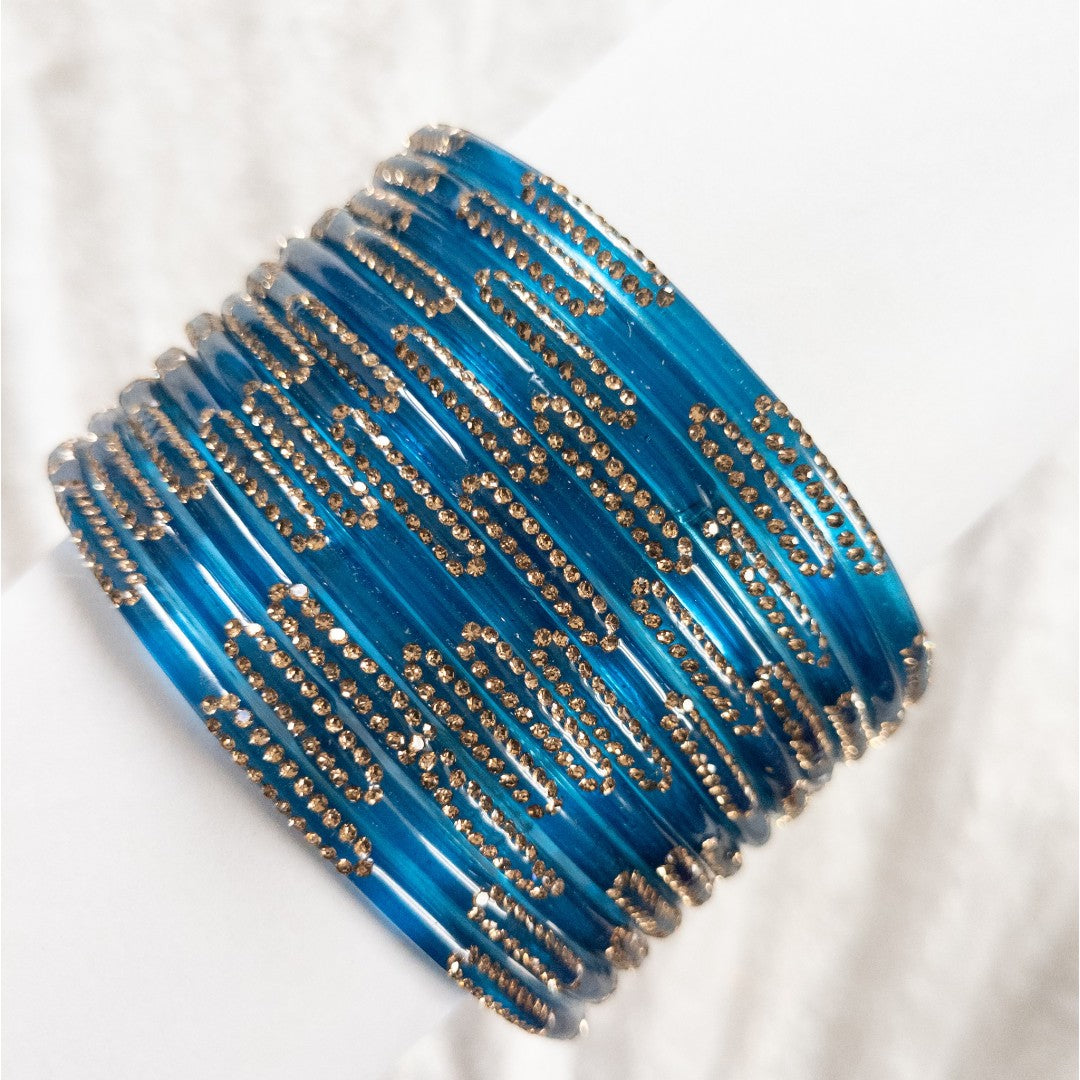 Kushi- Glas Armreifen – 12er Set - Blau