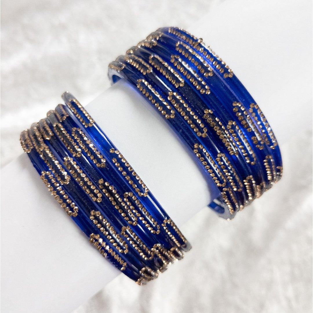 Kushi- Glas Armreifen – 12er Set - blau