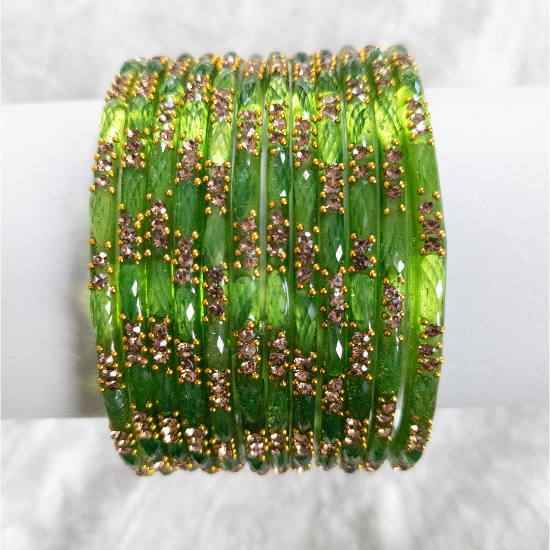 Rain Drop Glass Bangles – Set of 12 - Dark Blue