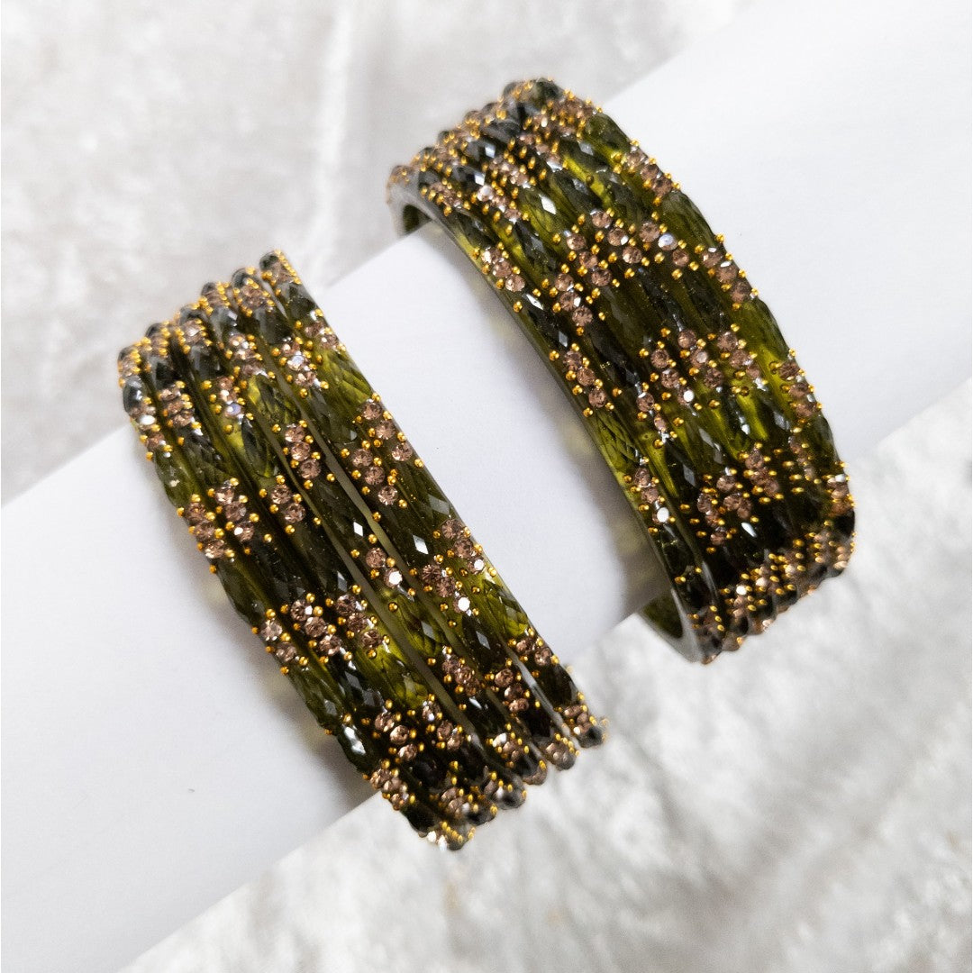 Rain Drop Glass Bangles – Set of 12 - Dark Blue
