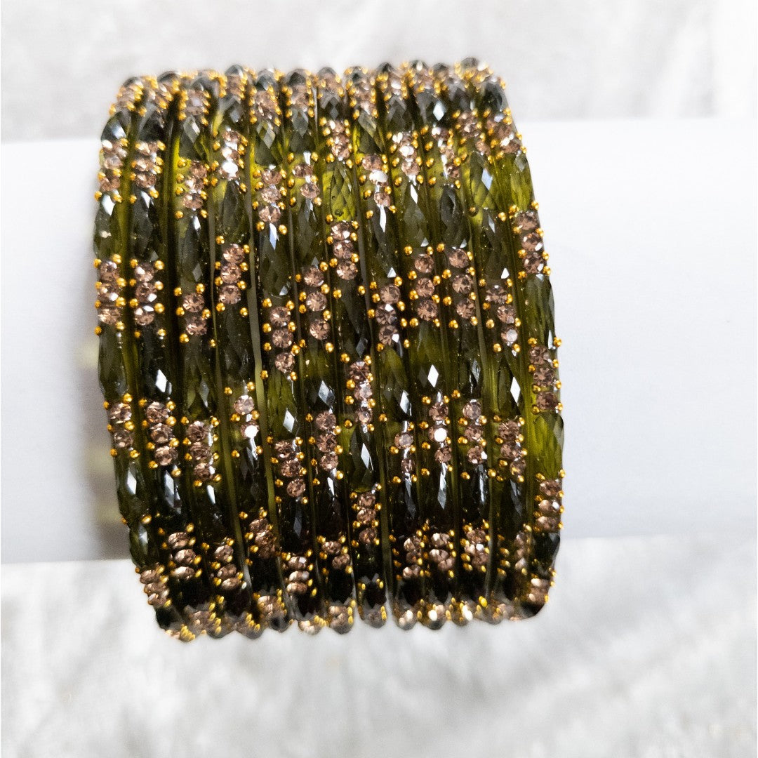 Rain Drop Glass Bangles – Set of 12 - Dark Blue