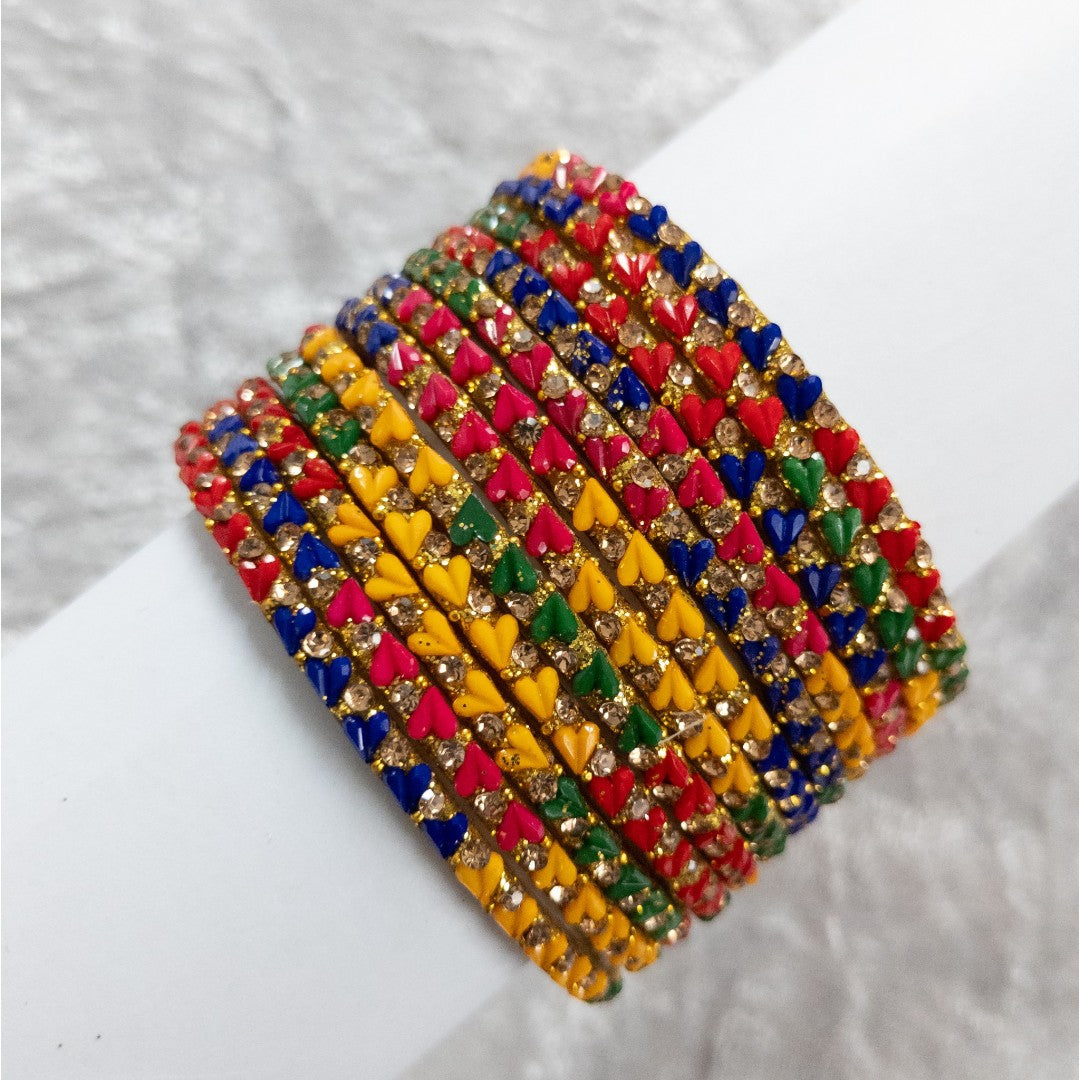 Rain Drop Glass Bangles – Set of 12 - Dark Blue