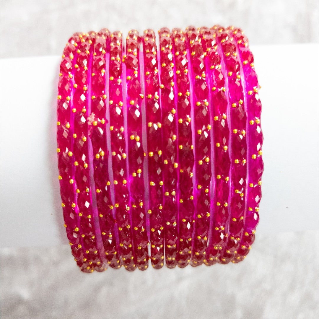 Rain Drop Glass Bangles – Set of 12 - Dark Blue