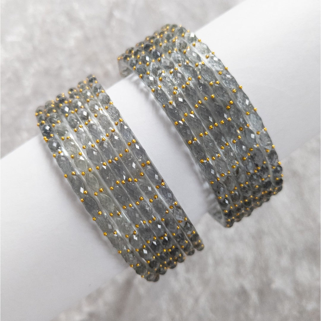Rain Drop Glass Bangles – Set of 12 - Dark Blue