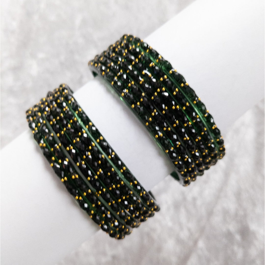 Rain Drop Glass Bangles – Set of 12 - Dark Blue