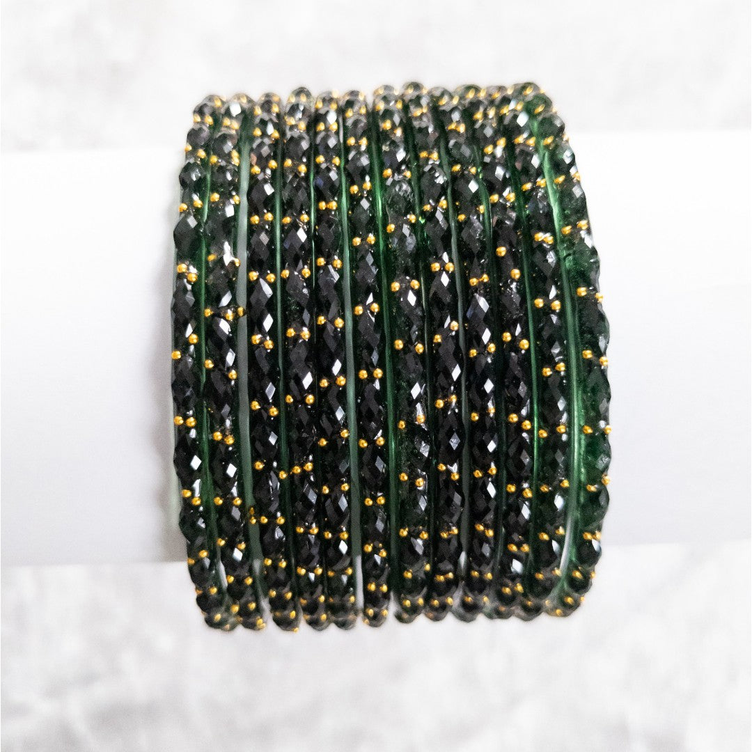 Rain Drop Glass Bangles – Set of 12 - Dark Blue