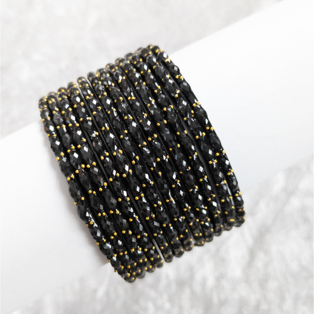 Rain Drop Glass Bangles – Set of 12 - Dark Blue