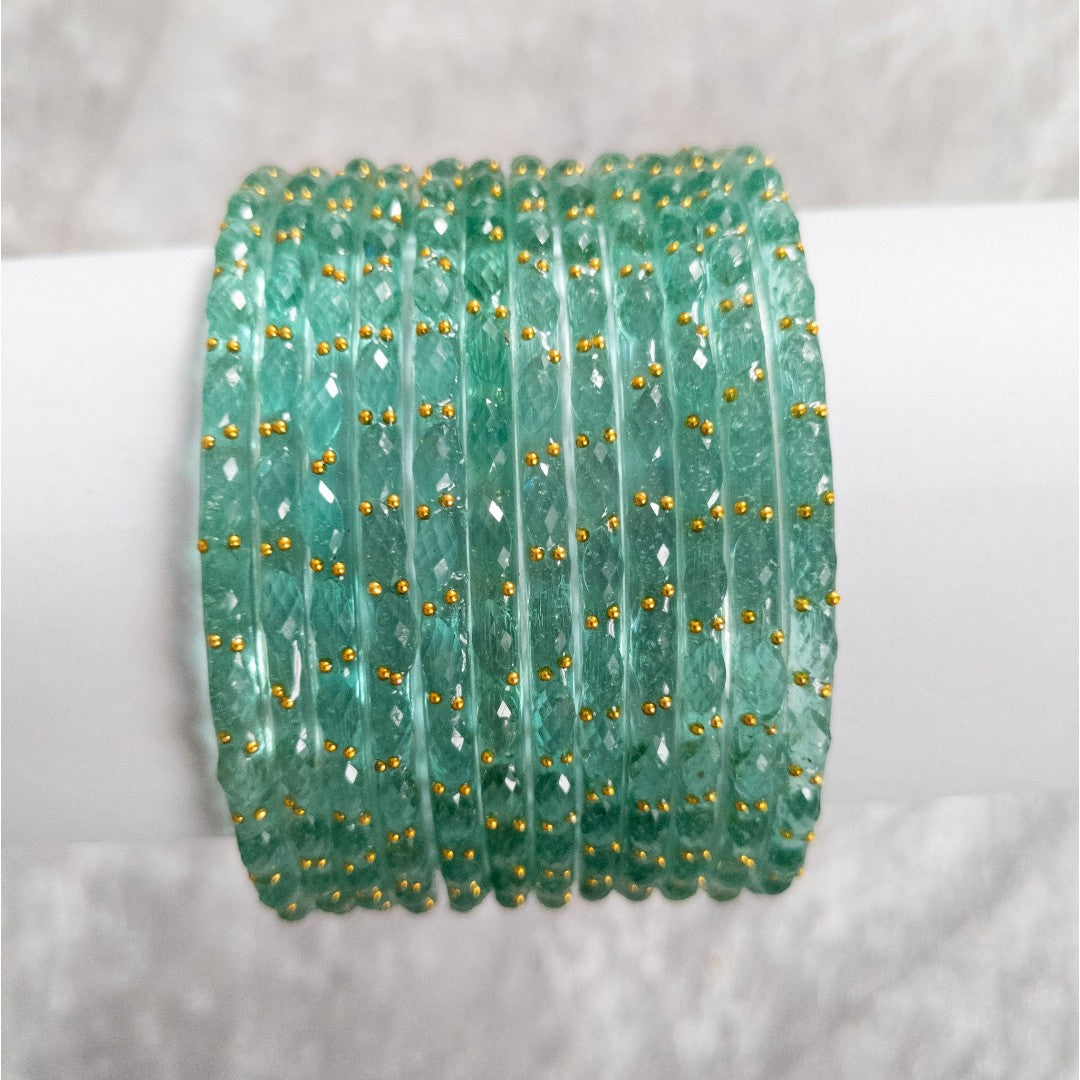 Rain Drop Glass Bangles – Set of 12 - Dark Blue