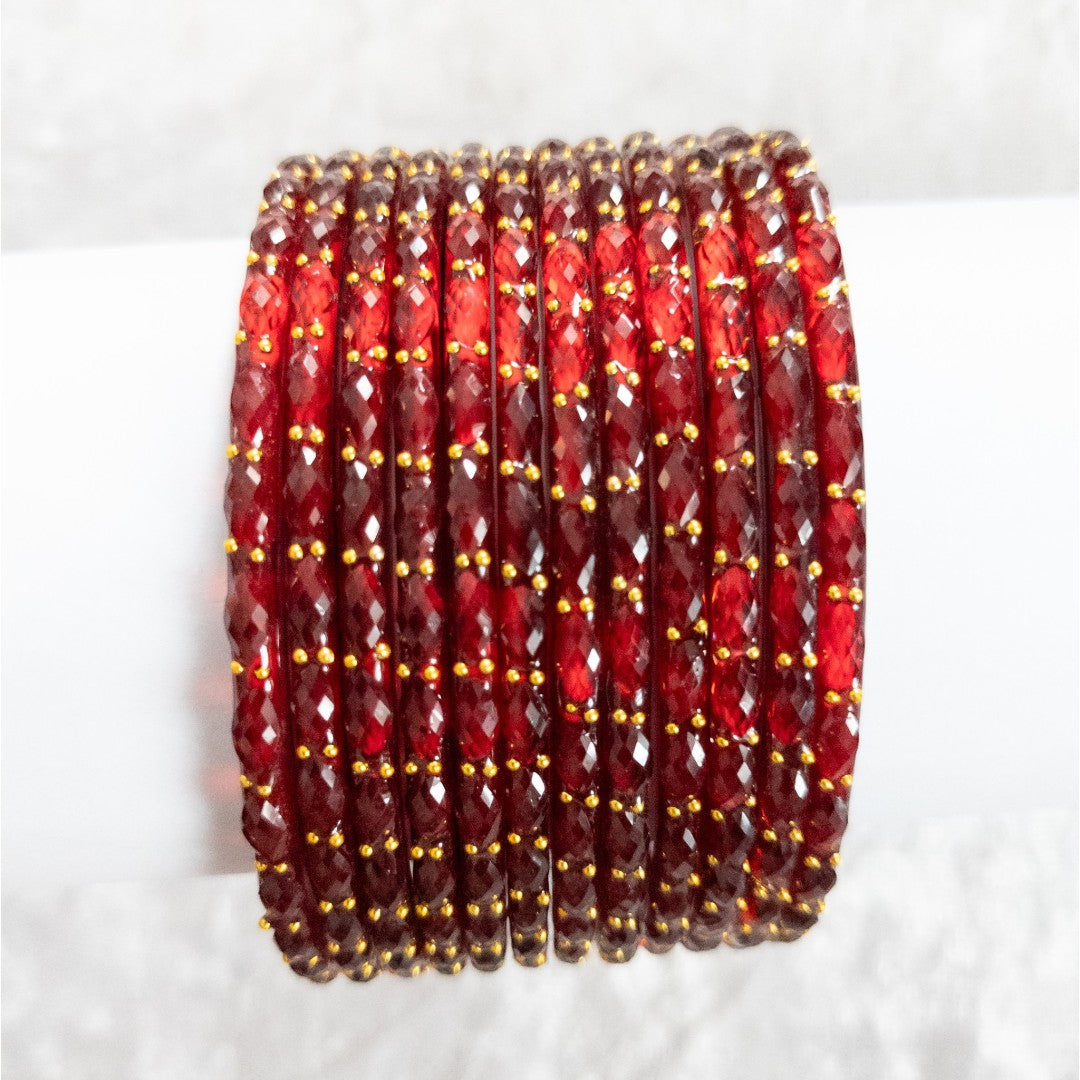 Rain Drop Glass Bangles – Set of 12 - Dark Blue