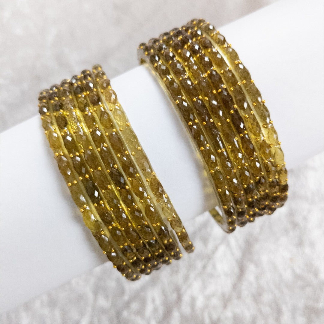 Rain Drop Glass Bangles – Set of 12 - Dark Blue