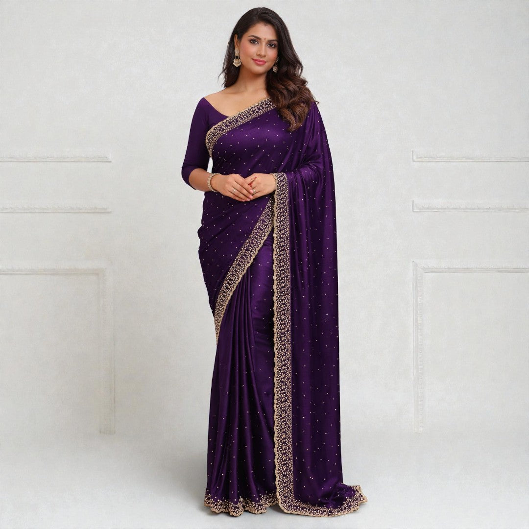 Space Silk Sarees – Premium | Edle, Weiche Seide in Perfektion | lila