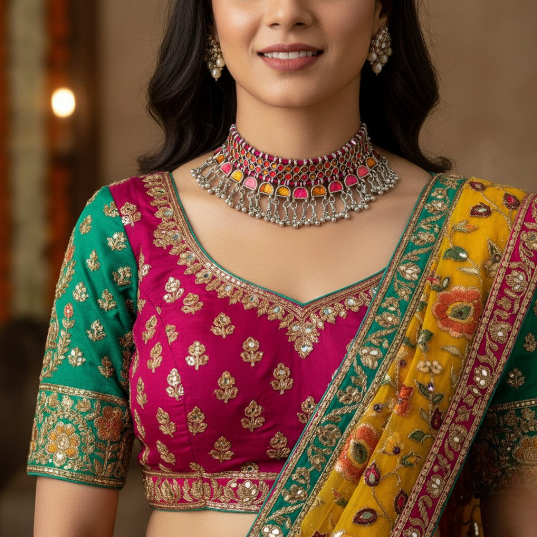 Choker Halskette - Oxidiert | orange, Magenta