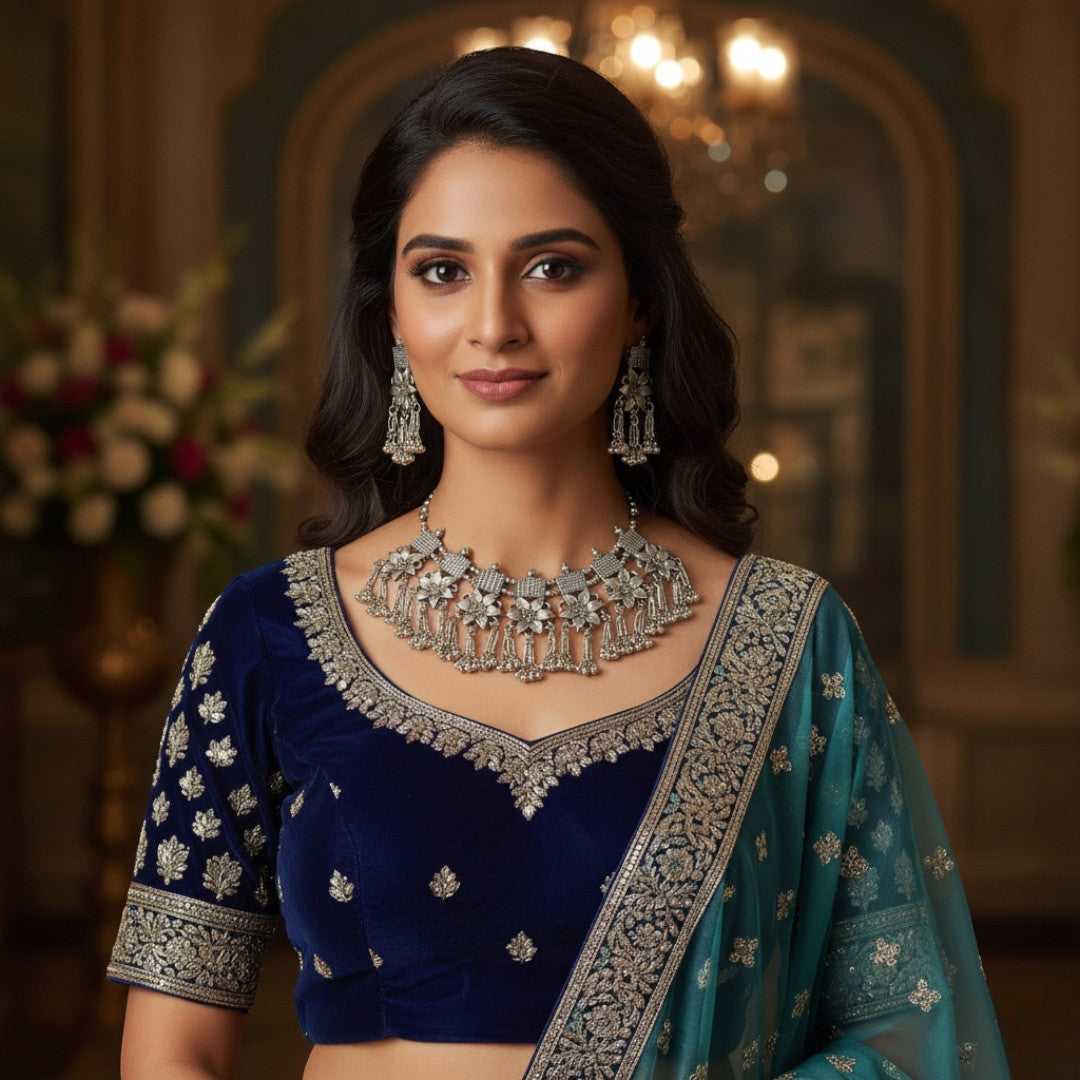 Halskette mit Ohrringe - Oxidiert