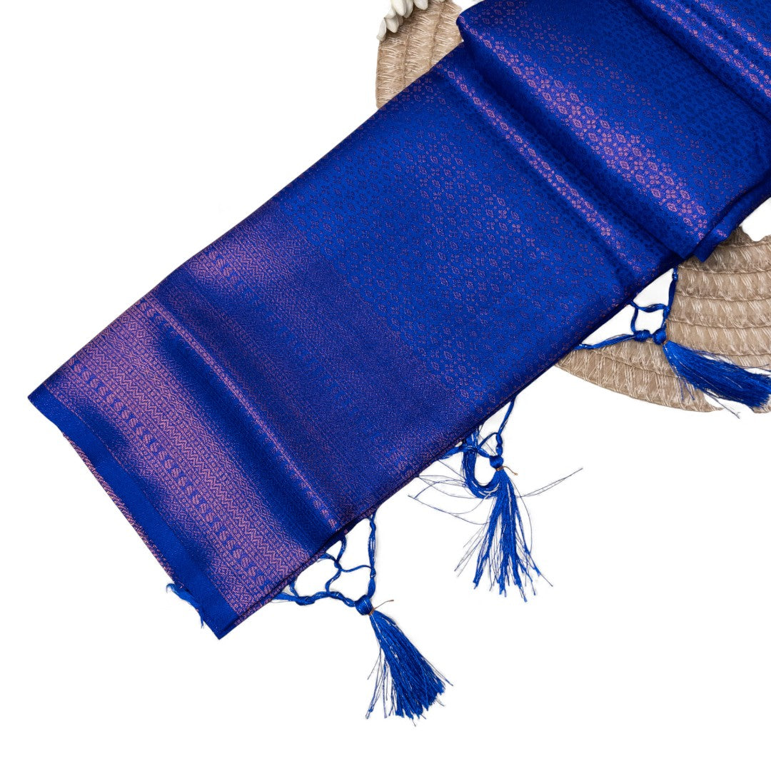 Soft Silk Saree – Hochwertige Handloom-Seide | Premium Weiche Seide Sari | Königsblau