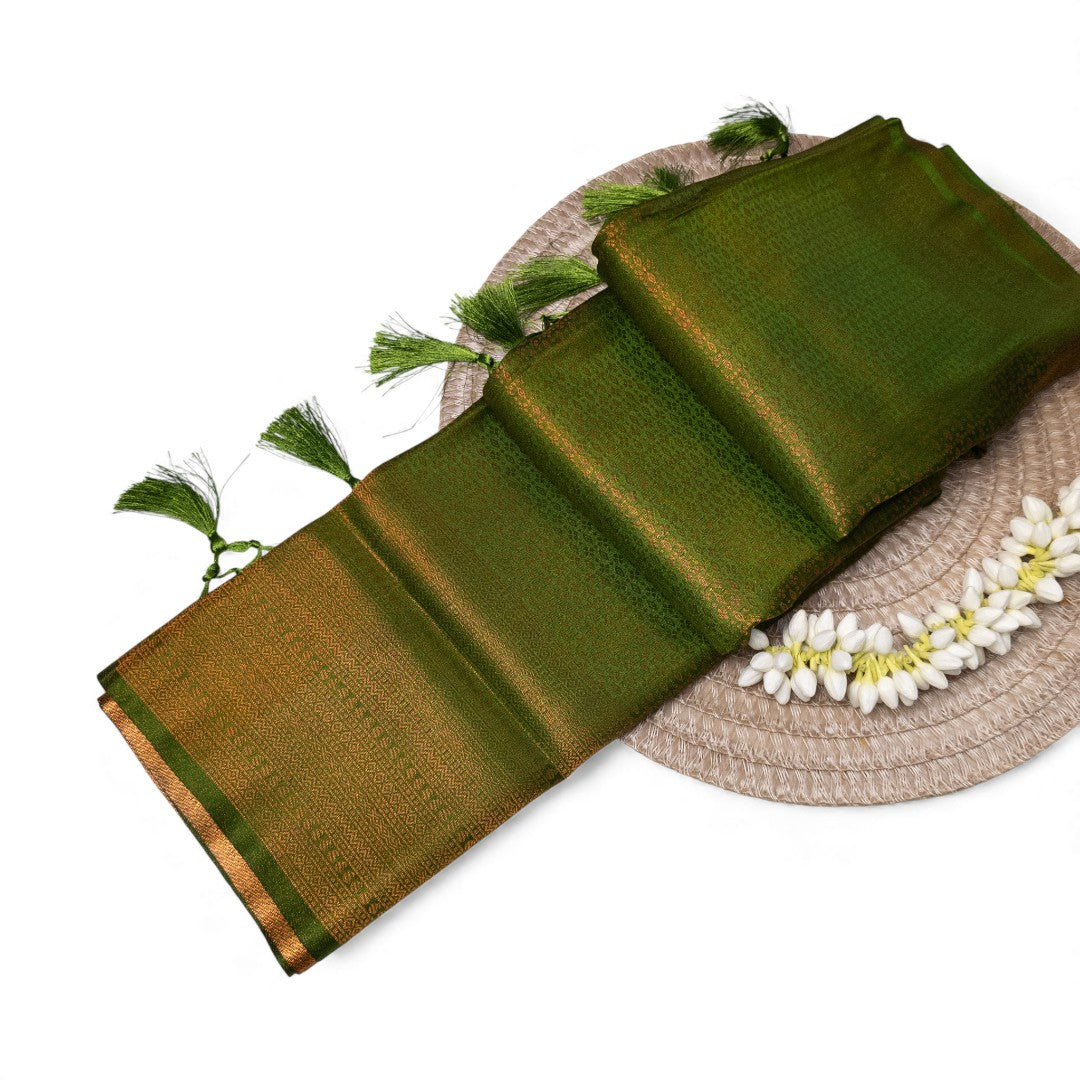 Soft Silk Saree – Hochwertige Handloom-Seide | Premium Weiche Seide Sari | hell grün