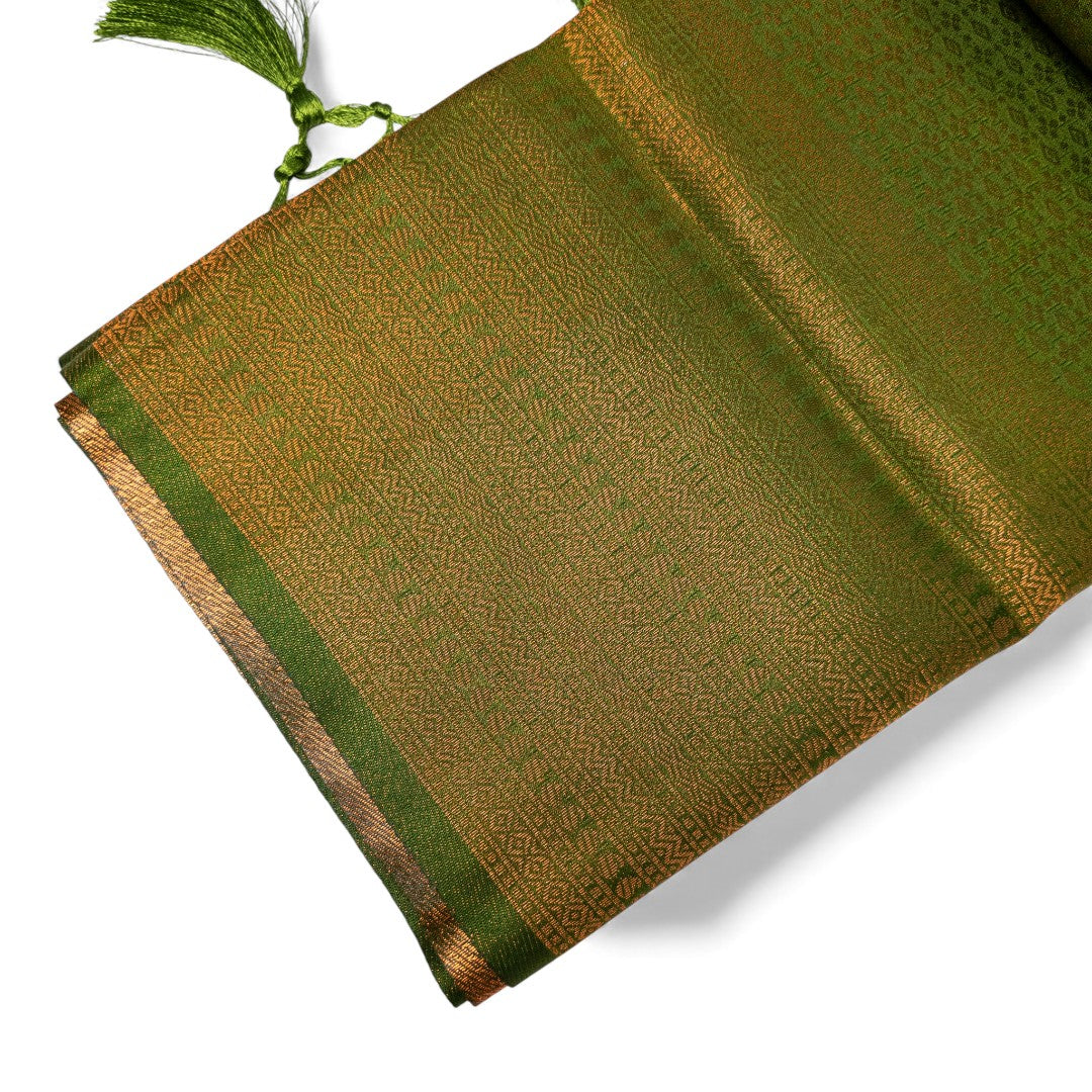 Soft Silk Saree – Hochwertige Handloom-Seide | Premium Weiche Seide Sari | hell grün