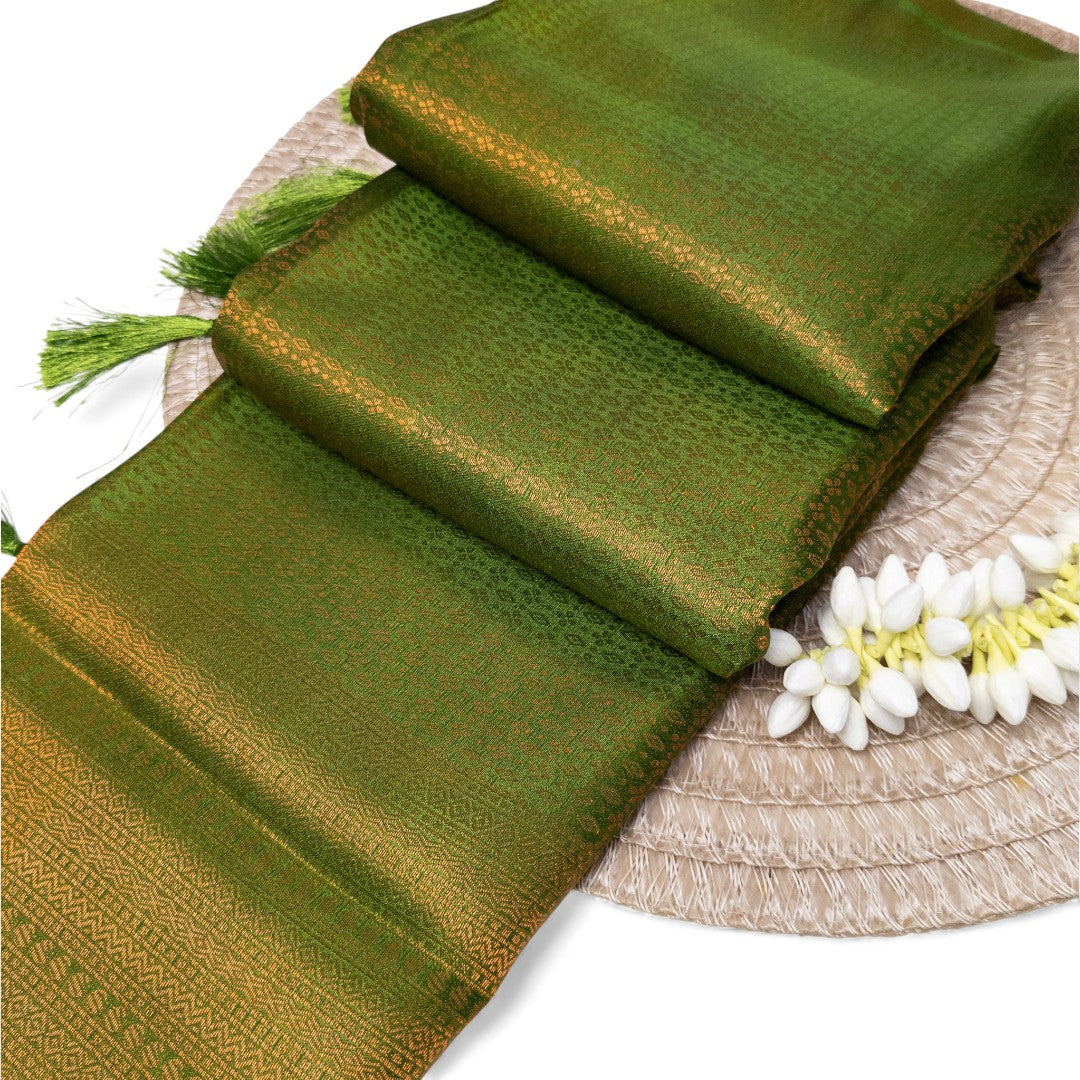 Soft Silk Saree – Hochwertige Handloom-Seide | Premium Weiche Seide Sari | hell grün