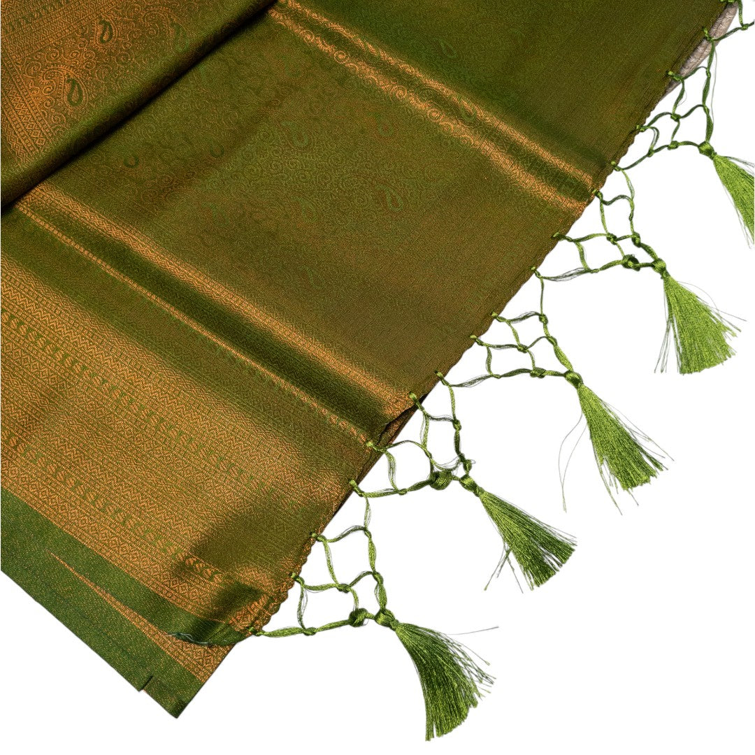 Soft Silk Saree – Hochwertige Handloom-Seide | Premium Weiche Seide Sari | hell grün