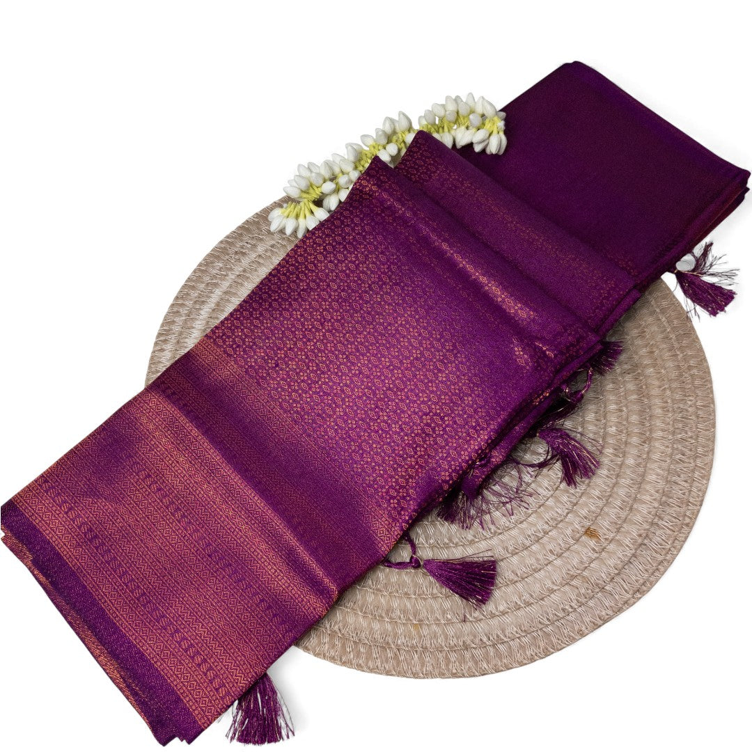 Soft Silk Saree – Hochwertige Handloom-Seide | Premium Weiche Seide Sari | Magenta