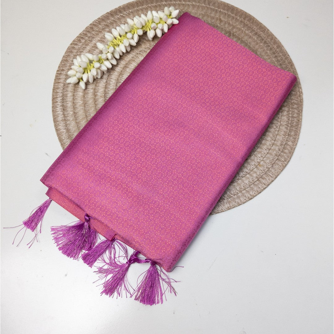 Soft Silk Saree – Hochwertige Handloom-Seide | Premium Weiche Seide Sari | Rosa Dunkel