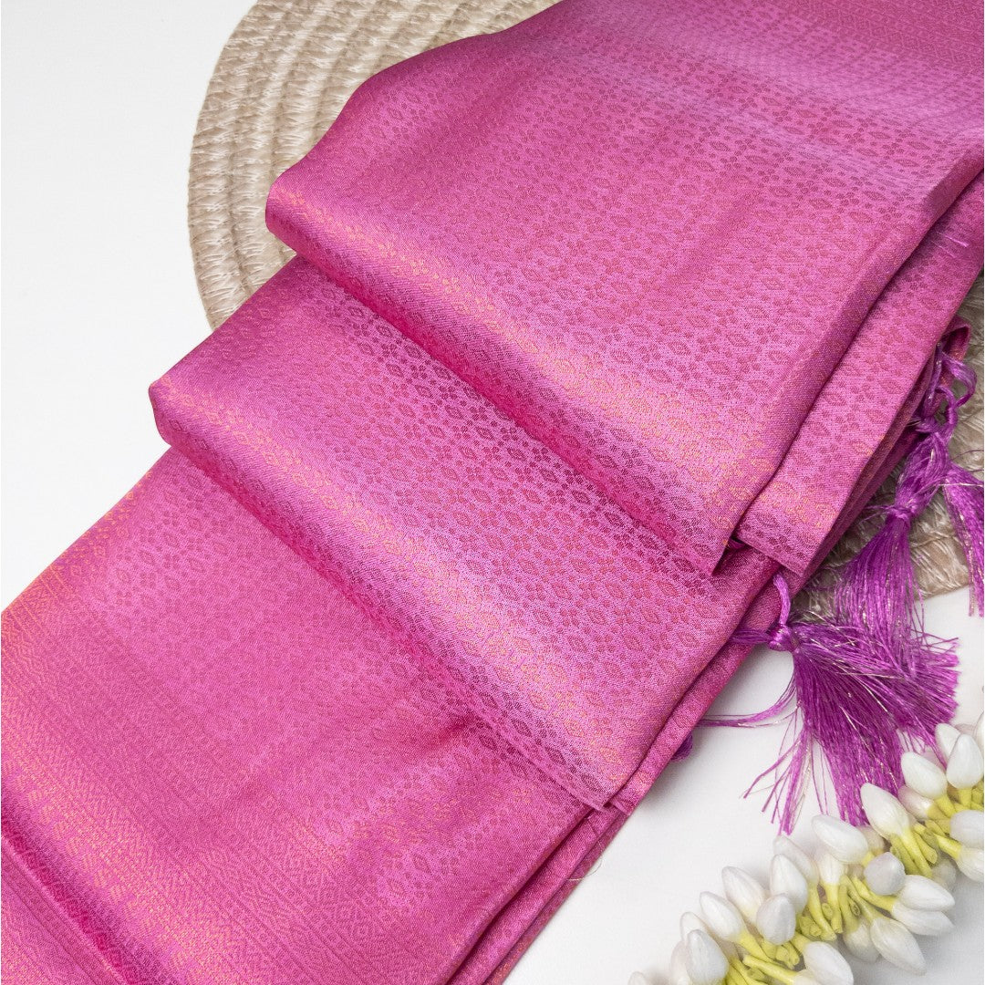 Soft Silk Saree – Hochwertige Handloom-Seide | Premium Weiche Seide Sari | Rosa Dunkel