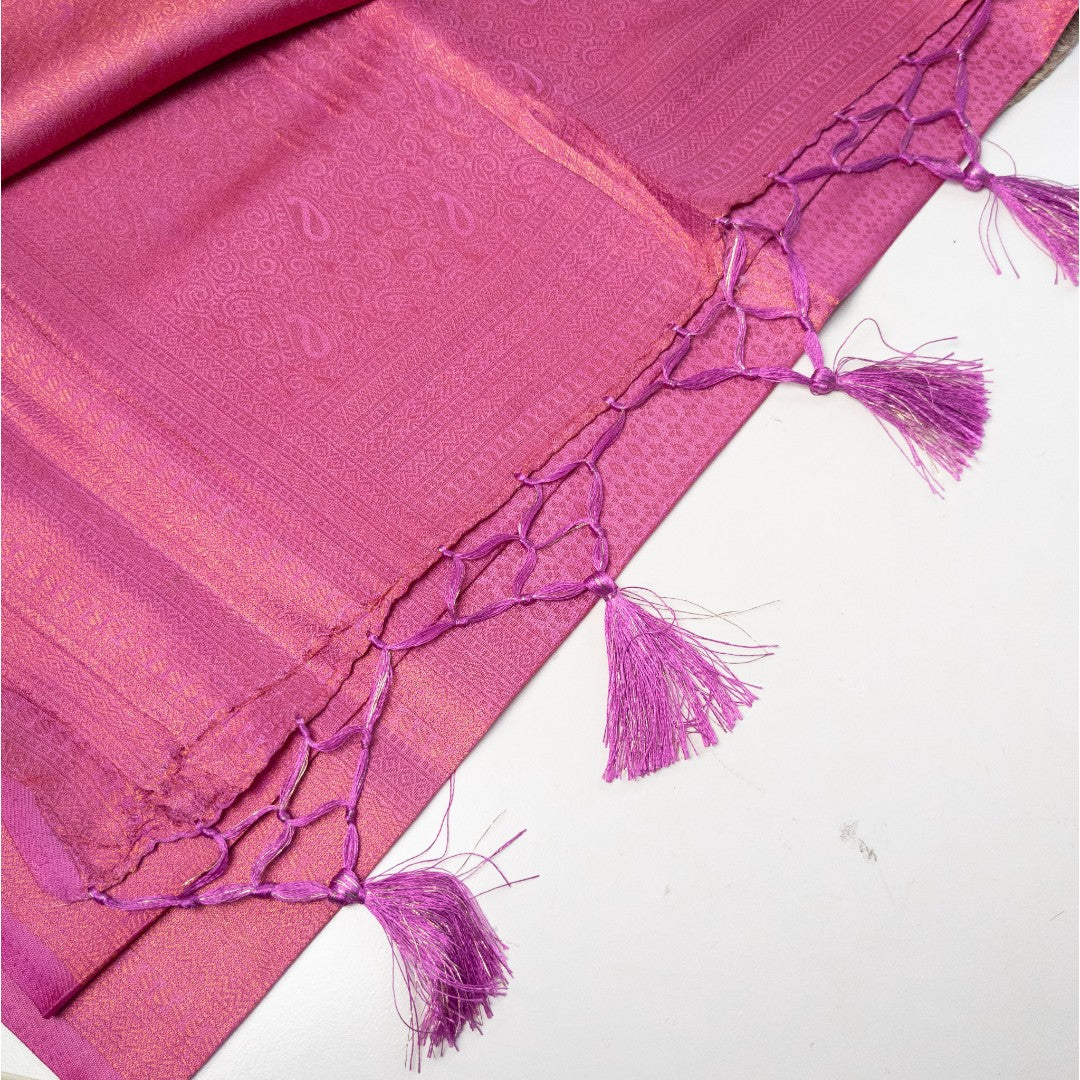 Soft Silk Saree – Hochwertige Handloom-Seide | Premium Weiche Seide Sari | Rosa Dunkel