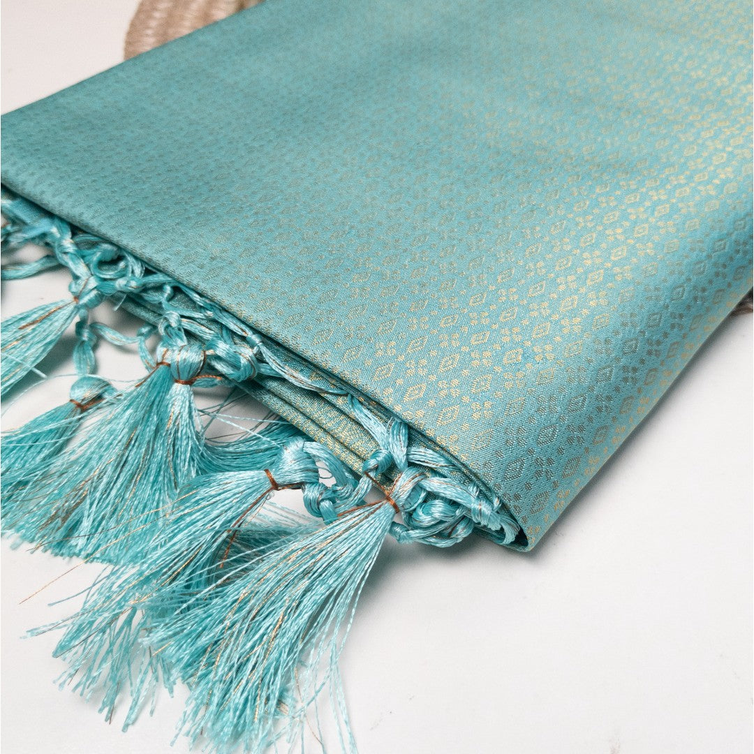 Soft Silk Saree – Hochwertige Handloom-Seide | Premium Weiche Seide Sari | Türkis