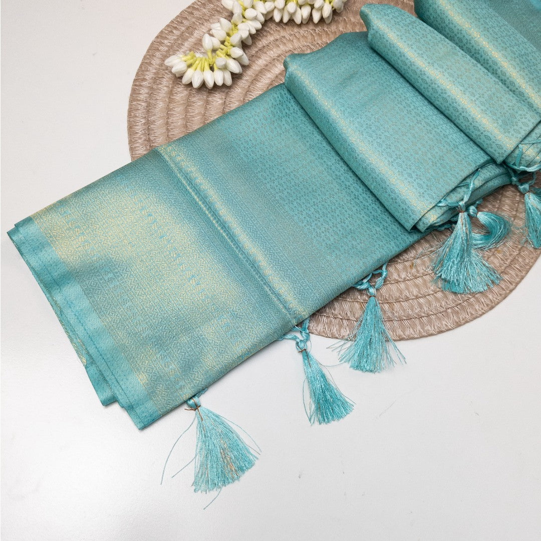 Soft Silk Saree – Hochwertige Handloom-Seide | Premium Weiche Seide Sari | Türkis