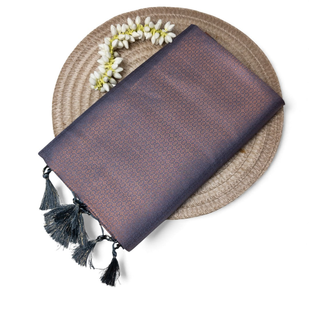 Soft Silk Saree – Hochwertige Handloom-Seide | Premium Weiche Seide Sari | Grau