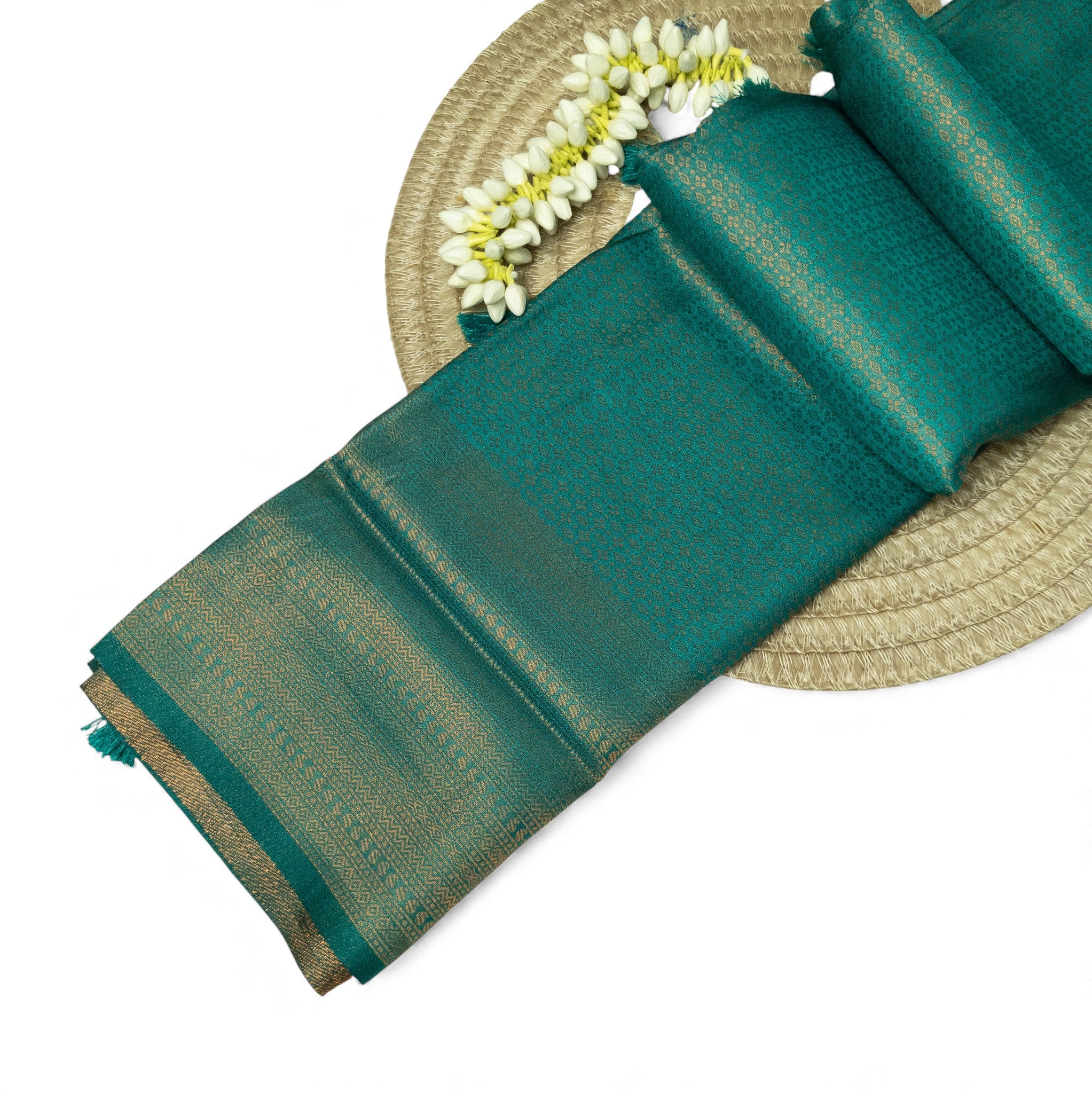 Soft Silk Saree – Hochwertige Handloom-Seide | Premium Weiche Seide Sari |dunkles Smaragdgrün