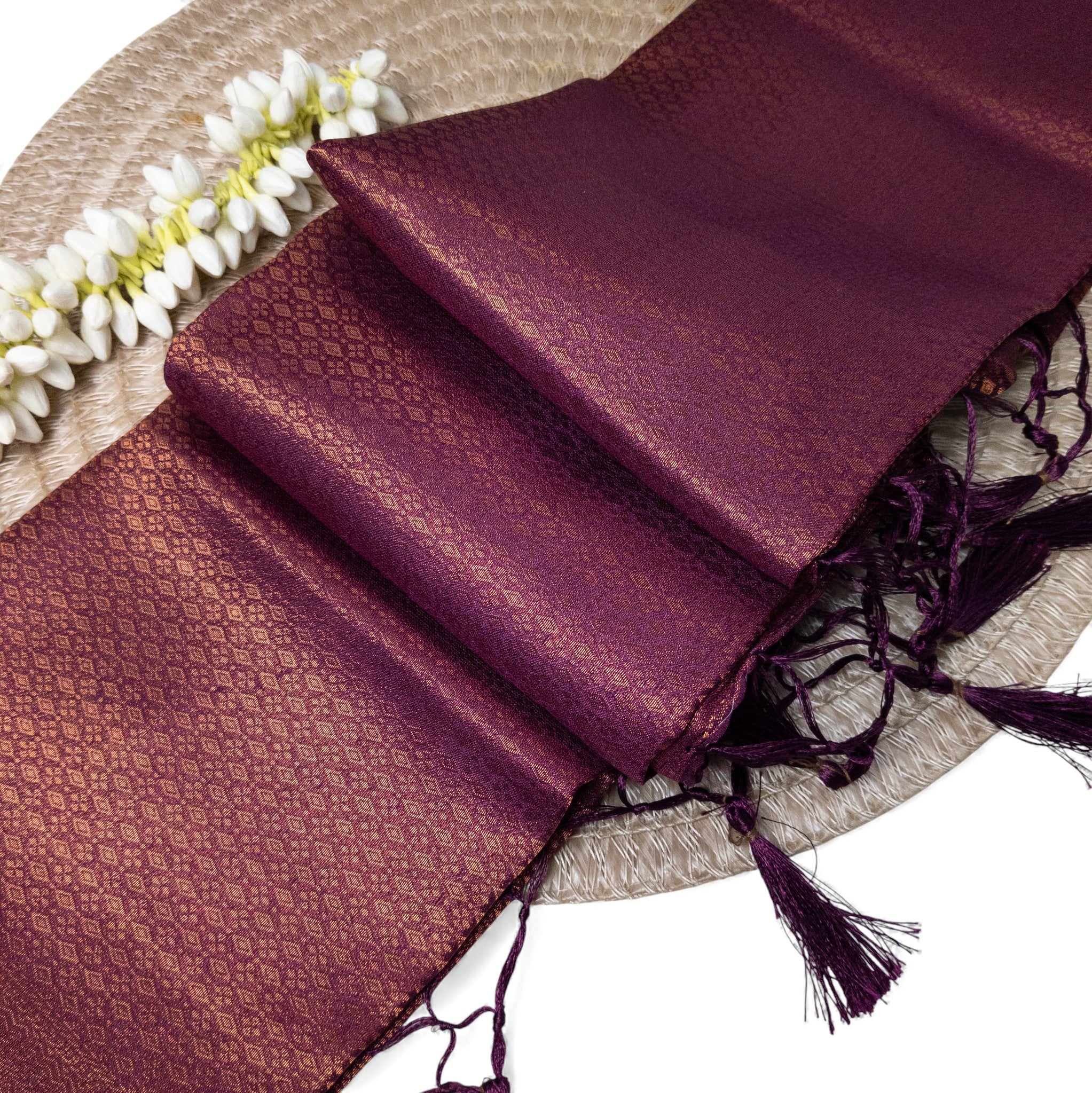 Alles-in-einem Saree Set |wein Rot – Soft Silk Saree + Blouse + Shapewear