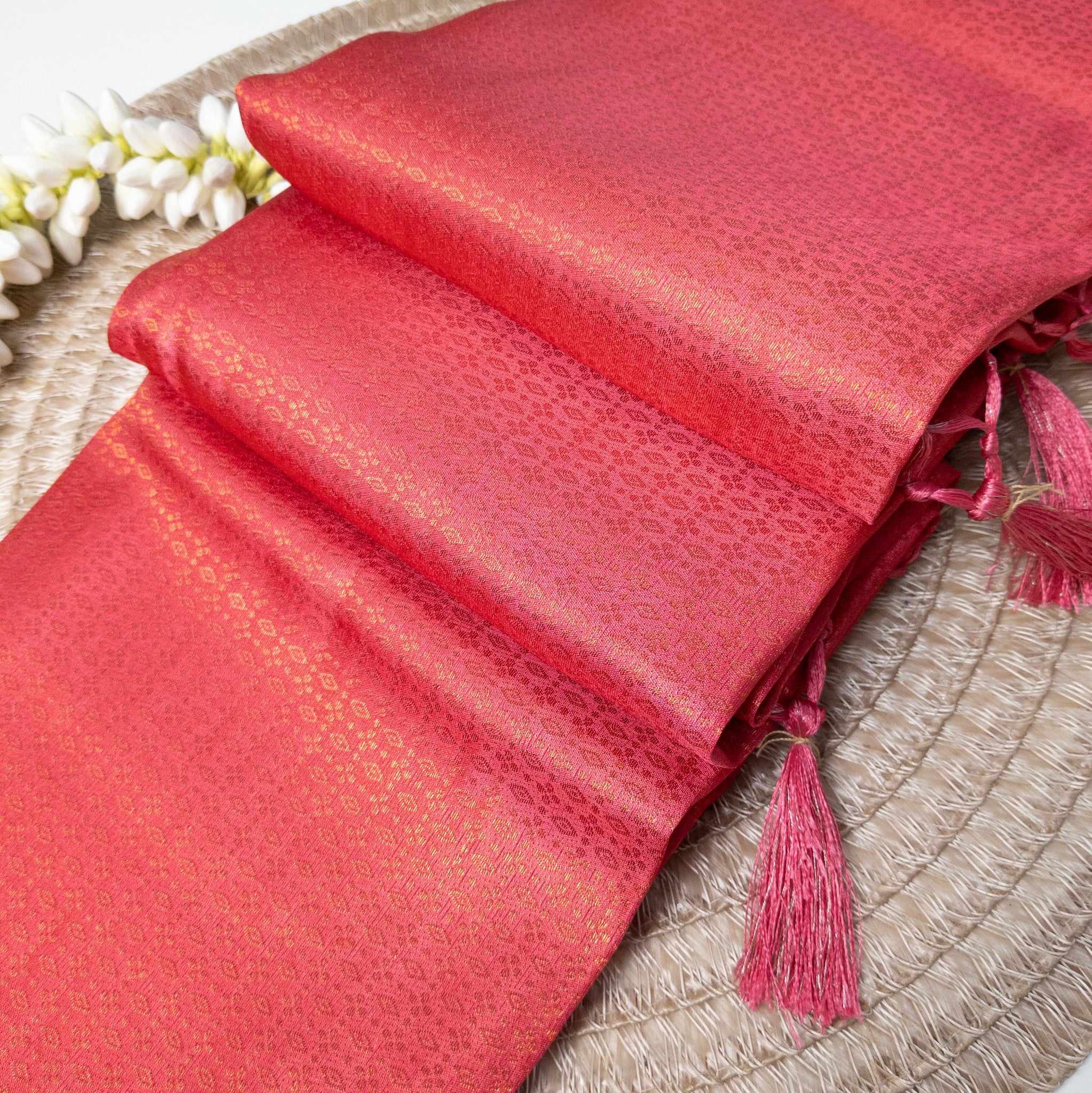 Soft Silk Saree – Hochwertige Handloom-Seide | Premium Weiche Seide Sari | Peach