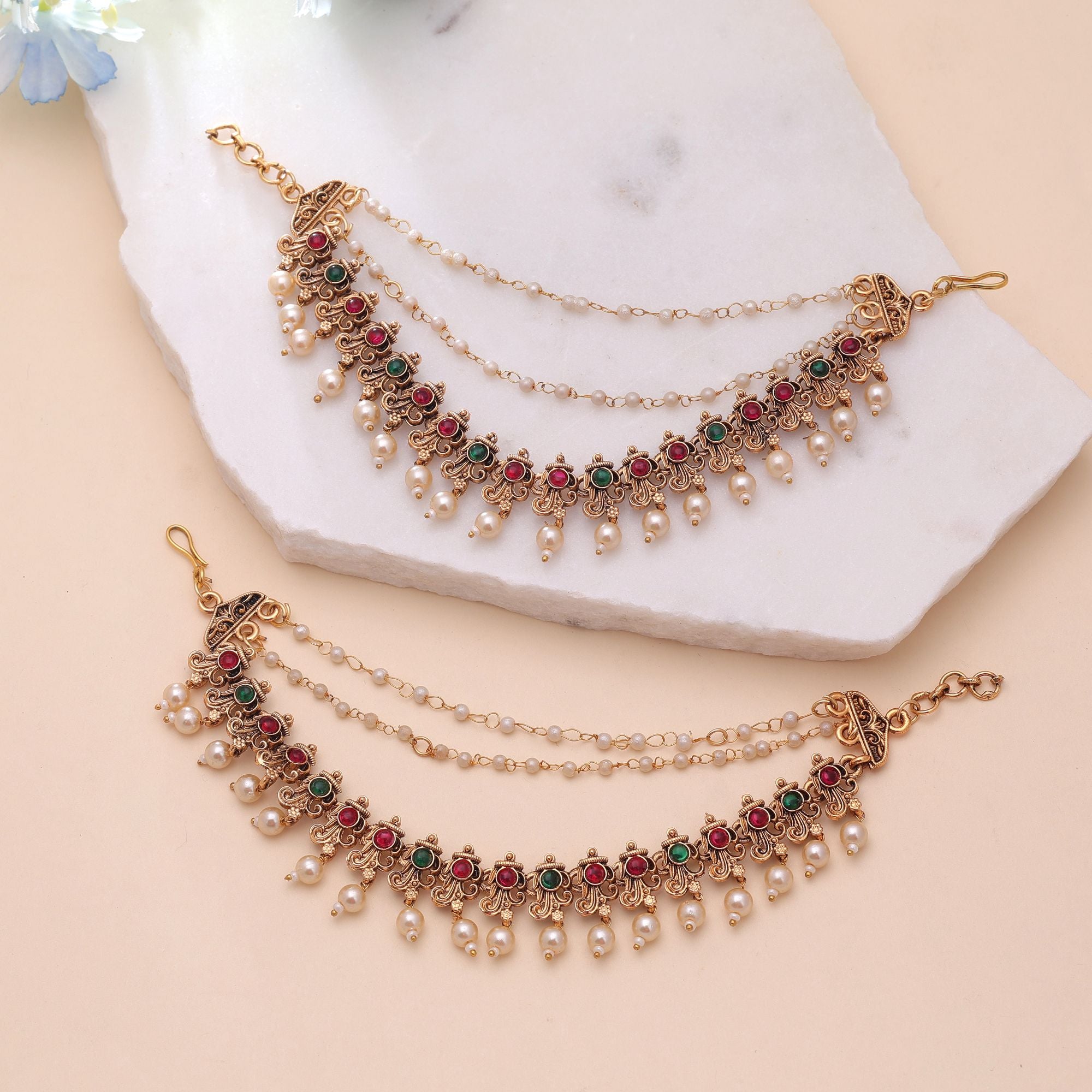 Maatal-Ohrringschmuck - Matt Gold | Pearl