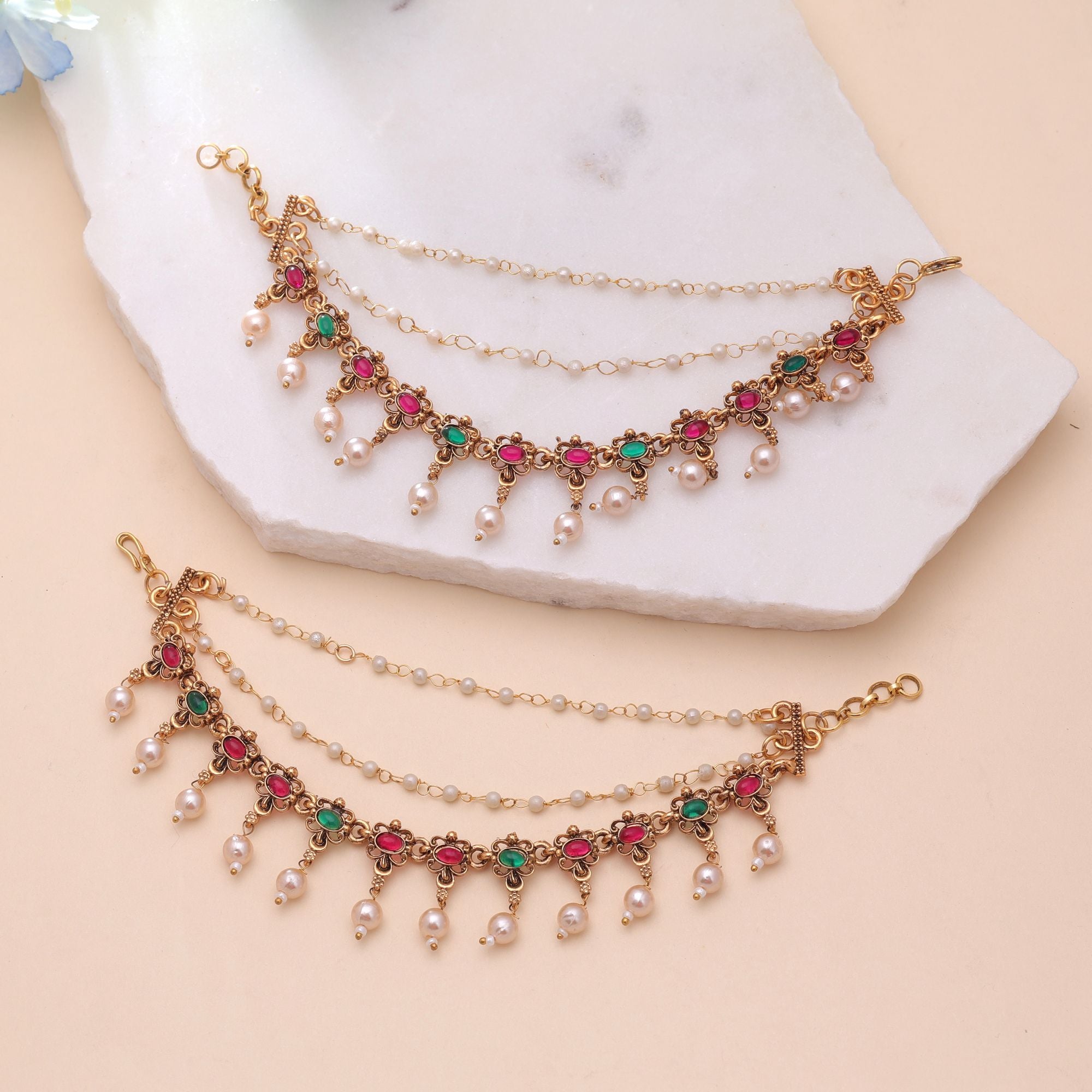 Maatal-Ohrringschmuck - Matt Gold | Pearl