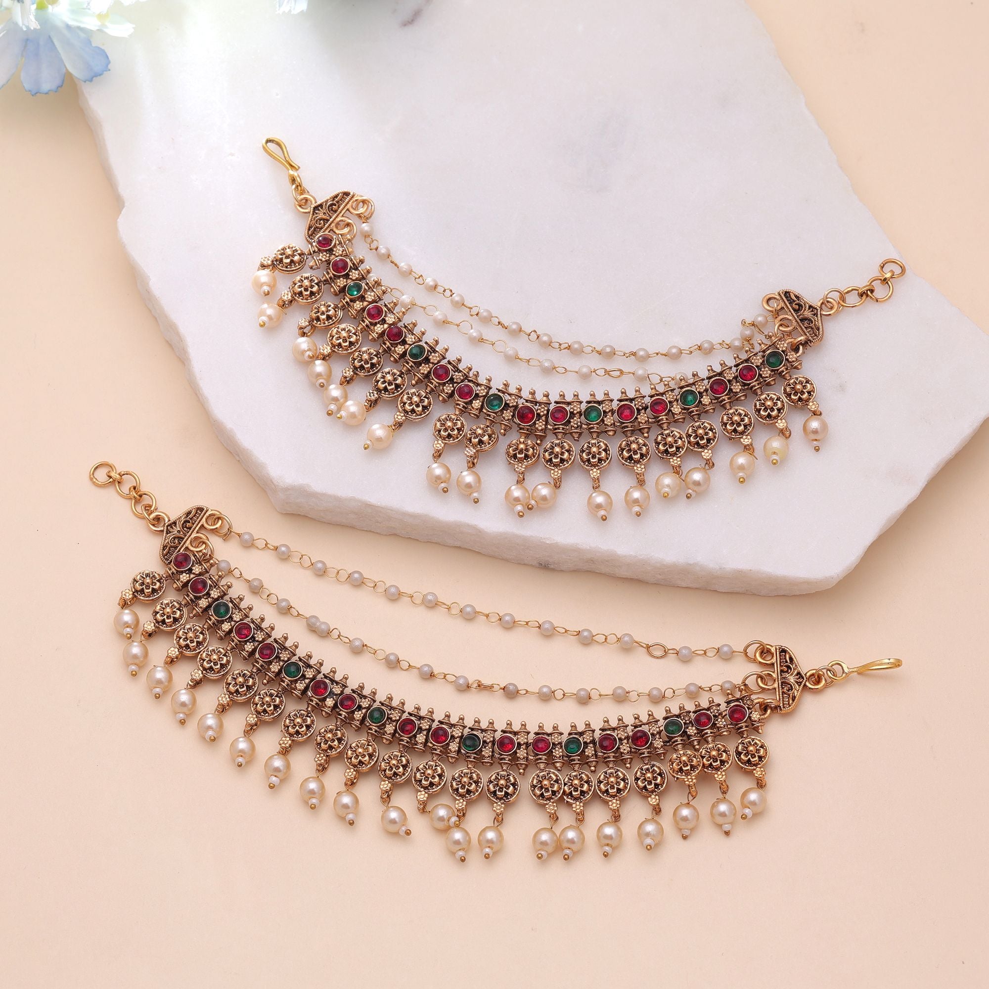 Maatal-Ohrringschmuck - Matt Gold | Pearl
