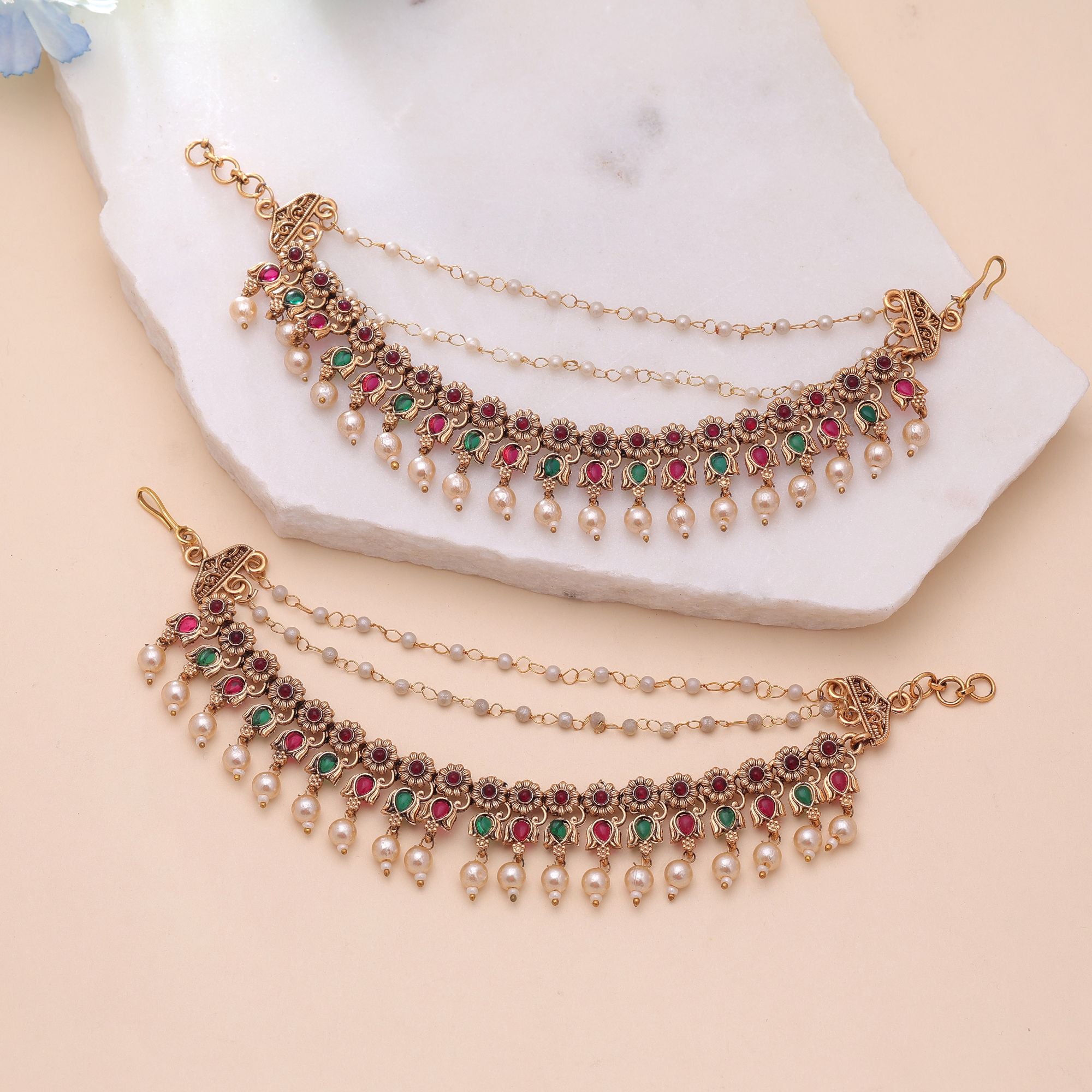 Maatal-Ohrringschmuck - Matt Gold | Pearl