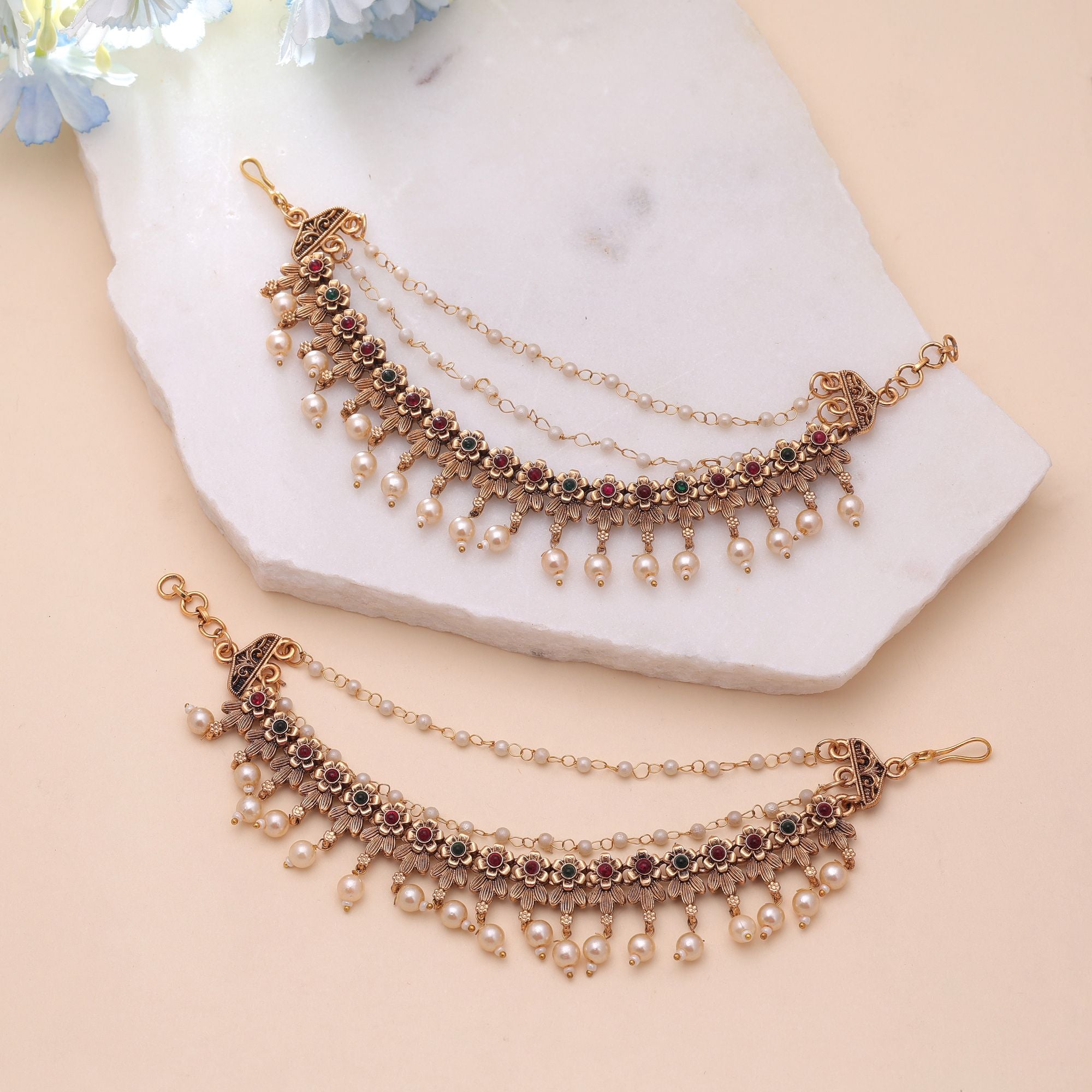 Maatal-Ohrringschmuck - Matt Gold | Pearl