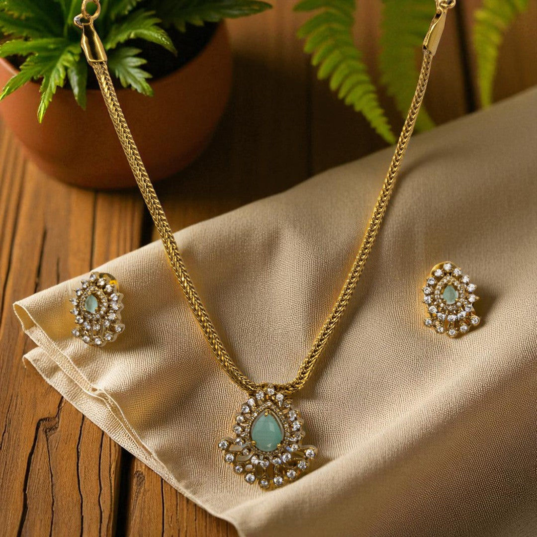 Trendy - Halskette mit Ohrringe - gold | mint