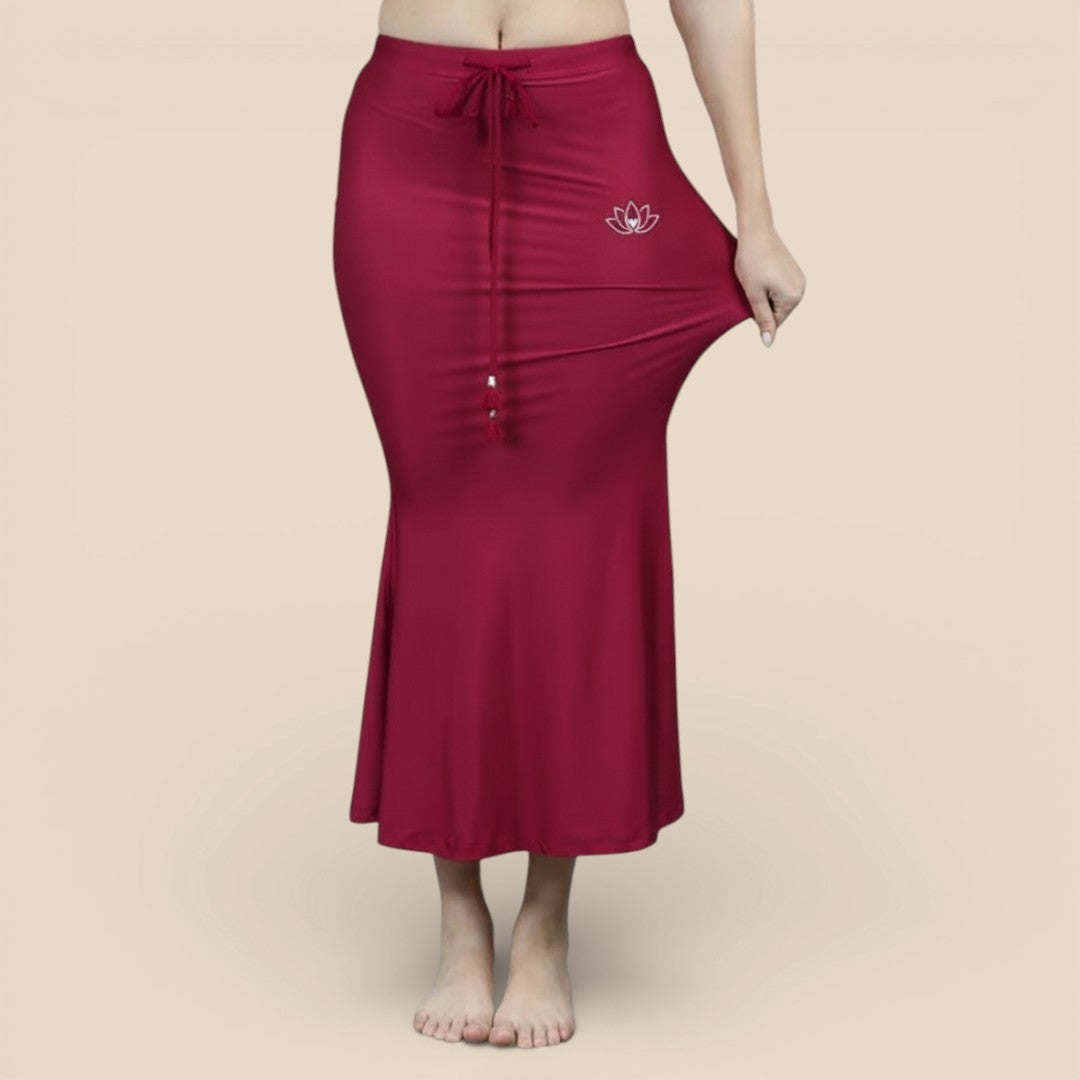 Alles-in-einem Saree Set |wein Rot – Soft Silk Saree + Blouse + Shapewear