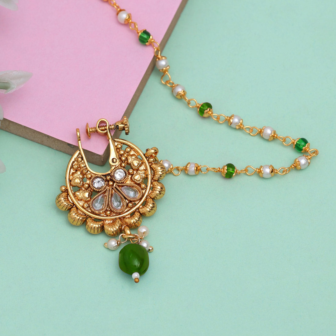 Nose Nath - Gold | Green, white