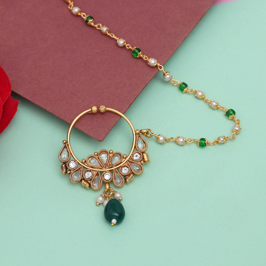 Nose Nath - Gold | Green, white