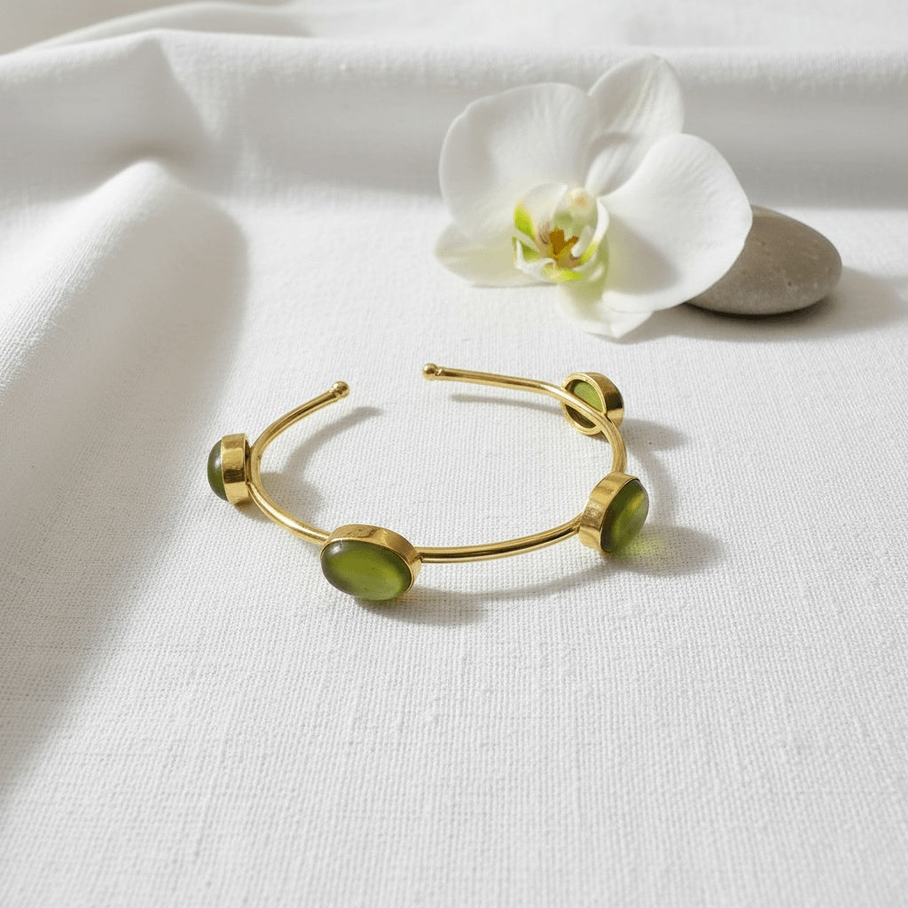 Armband - gold -olivengrün - Monalisa stein