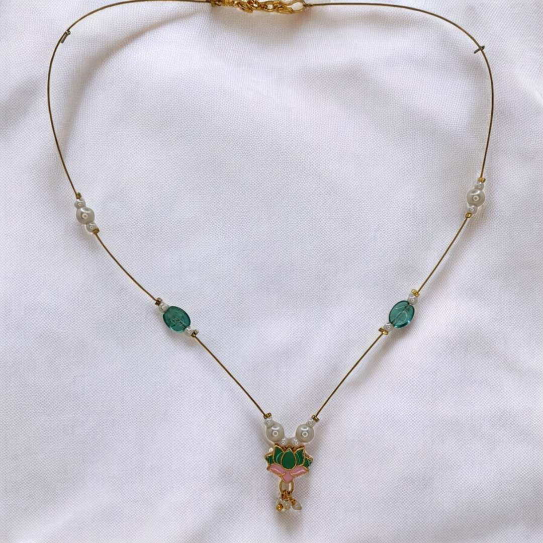 Trendy invisible Halskette - gold | Grün| rosa