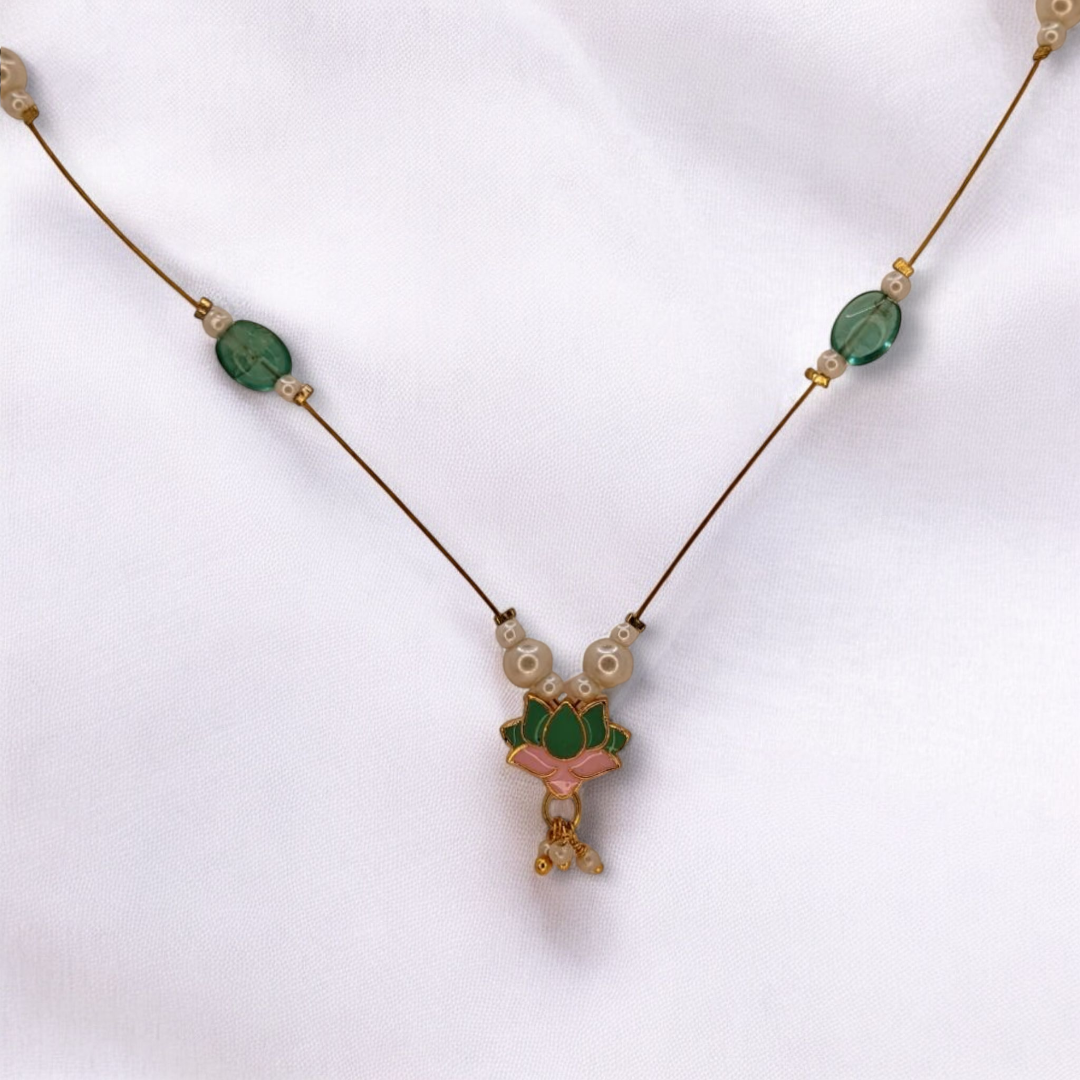 Trendy invisible Halskette - gold | Grün| rosa