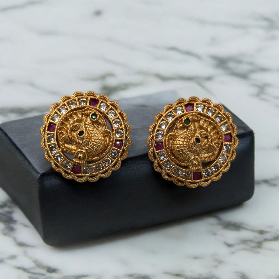 Stud Ohrringe - Gold | rot