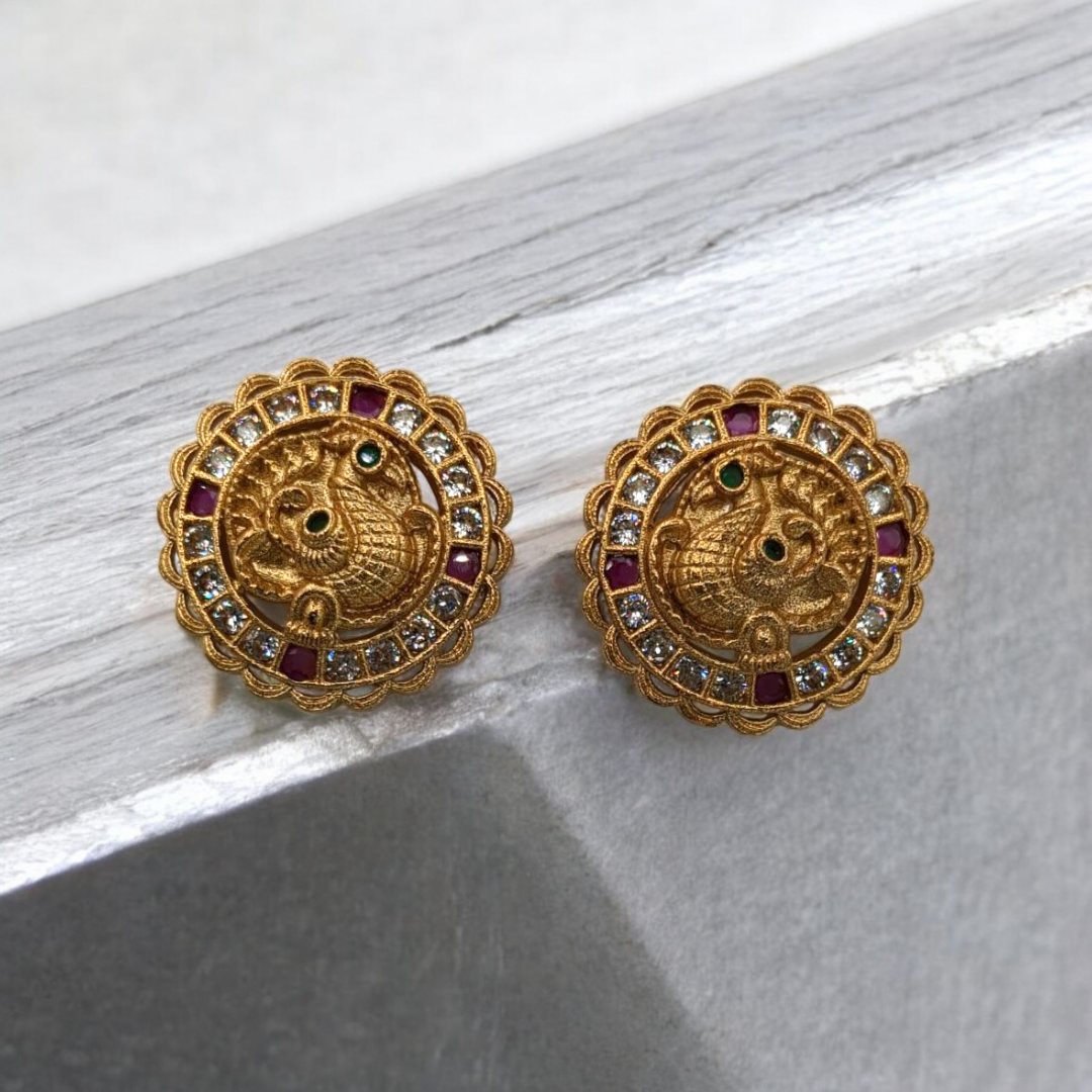 Stud Ohrringe - Gold | rot