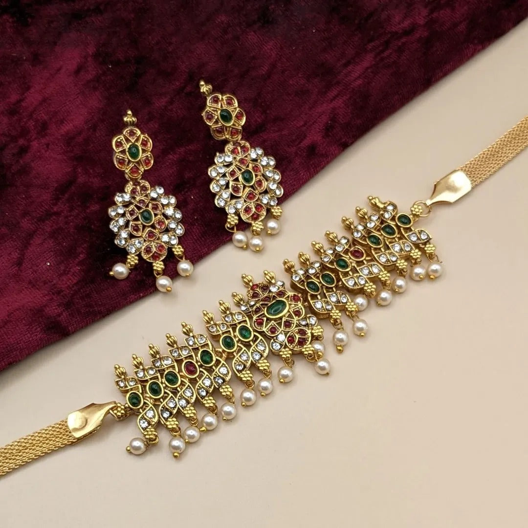 Temple Choker Necklace with Earrings